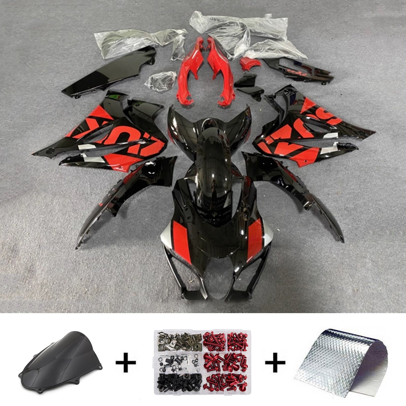 Amotopart 2017-2025 Suzuki GSXR1000 Black Red Fairing Kit