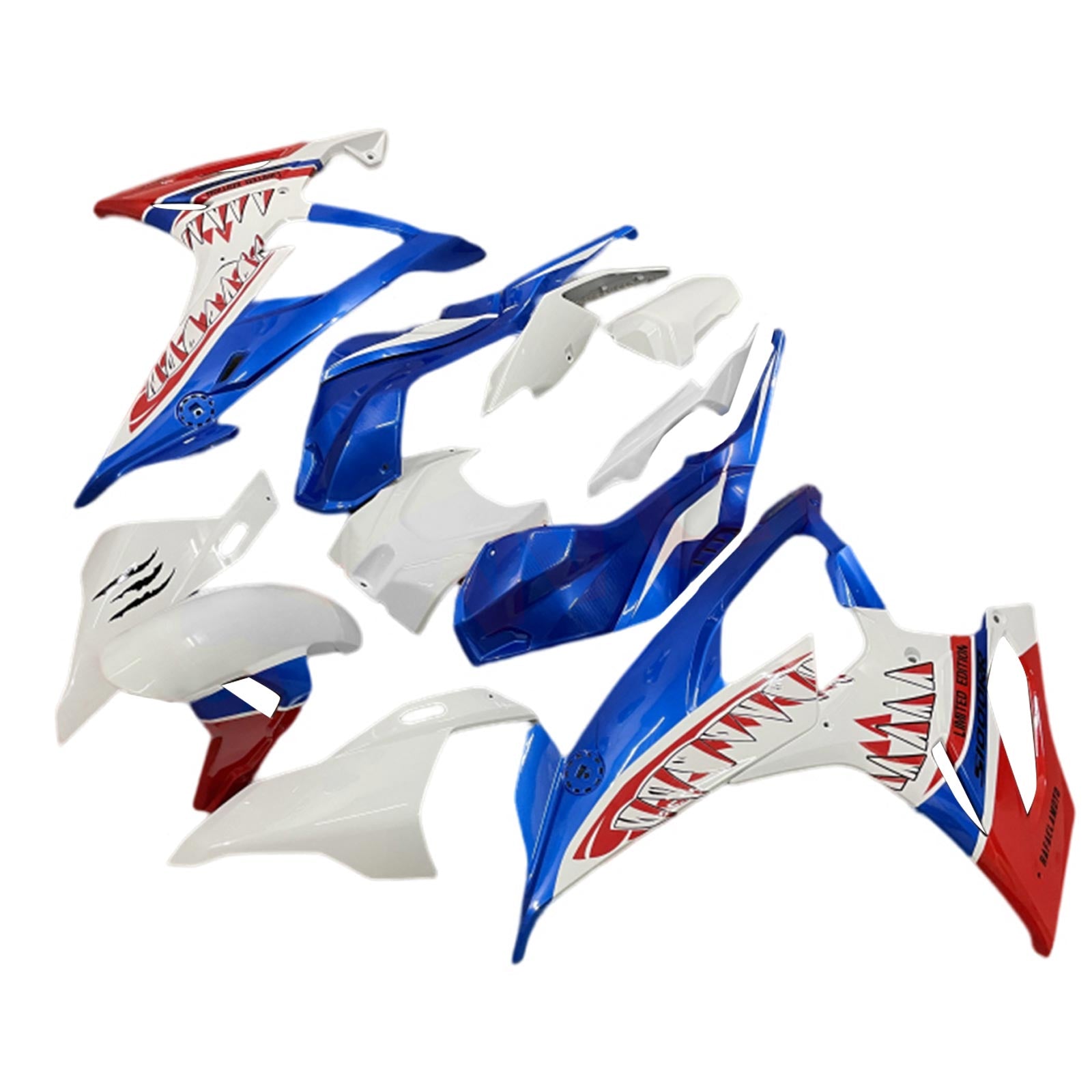 Amotopart BMW S1000RR 2019-2022 Kit de carénage bleu et rouge Style 8