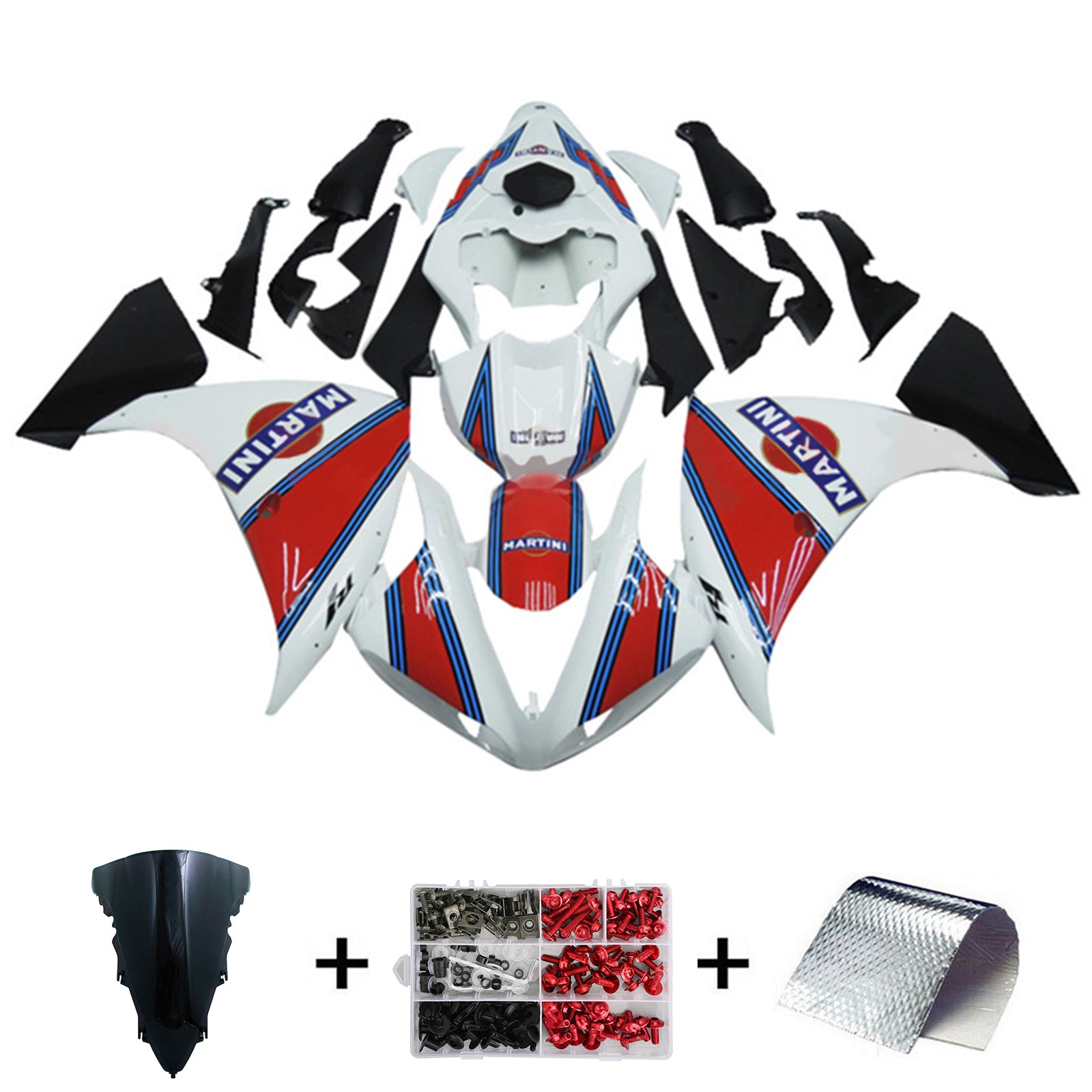 Amotopart 2012-2014 Yamaha YZF 1000 R1 Kit de carenado negro blanco rojo