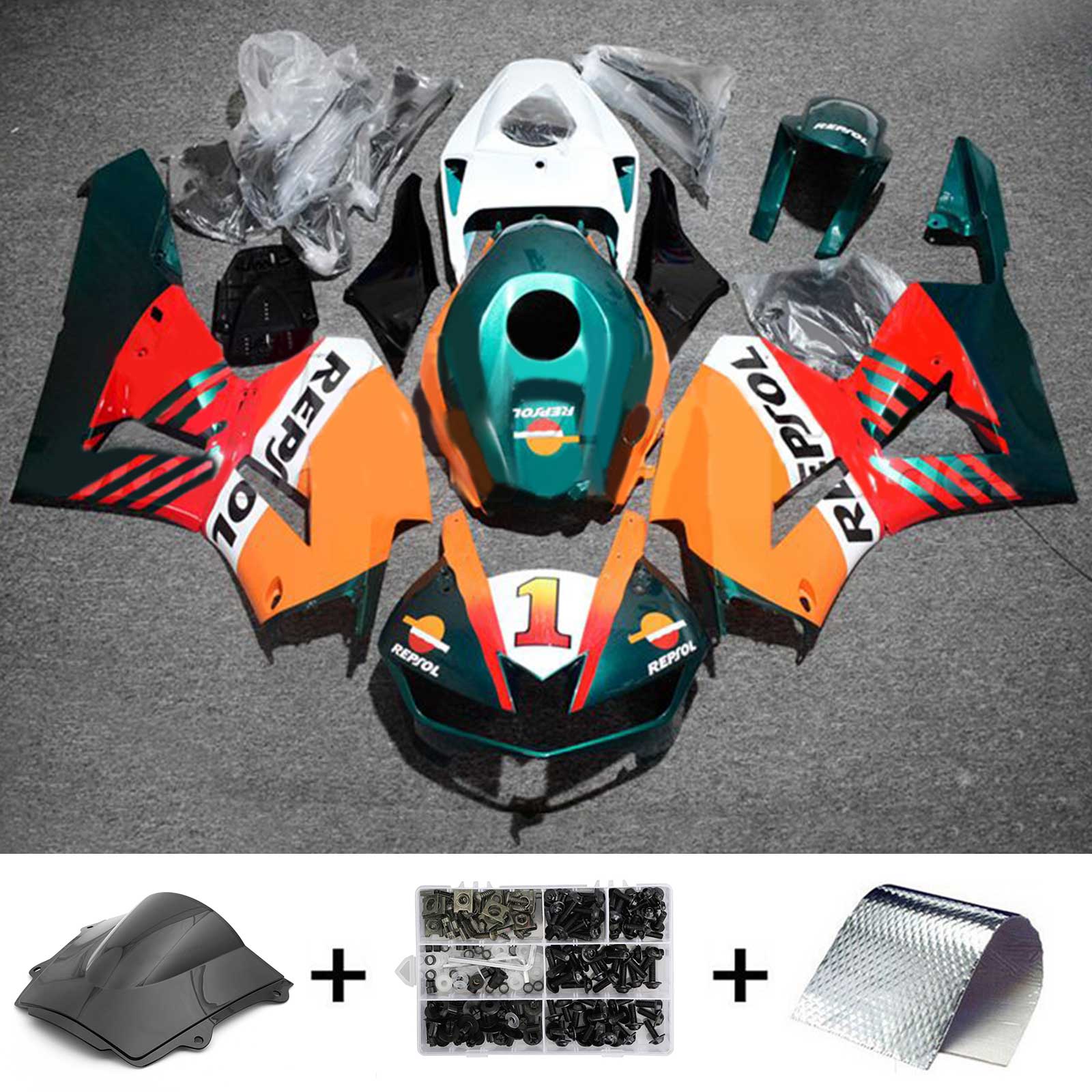 Amotopart 2013-2023 F5 CBR600RR Honda Kit carena rosso e arancione