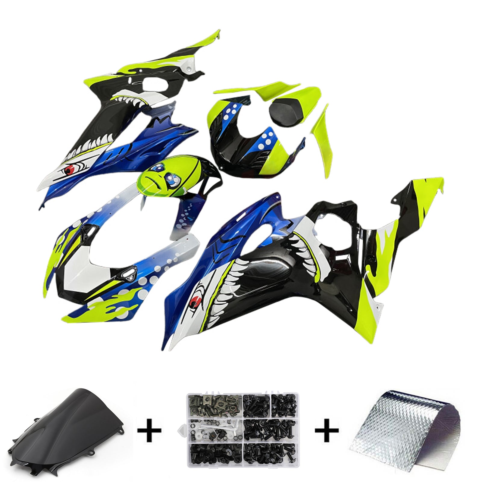 Amotopart 2017-2023 Yamaha YZF R6 Black Blue Light Yellow Fairing Kit