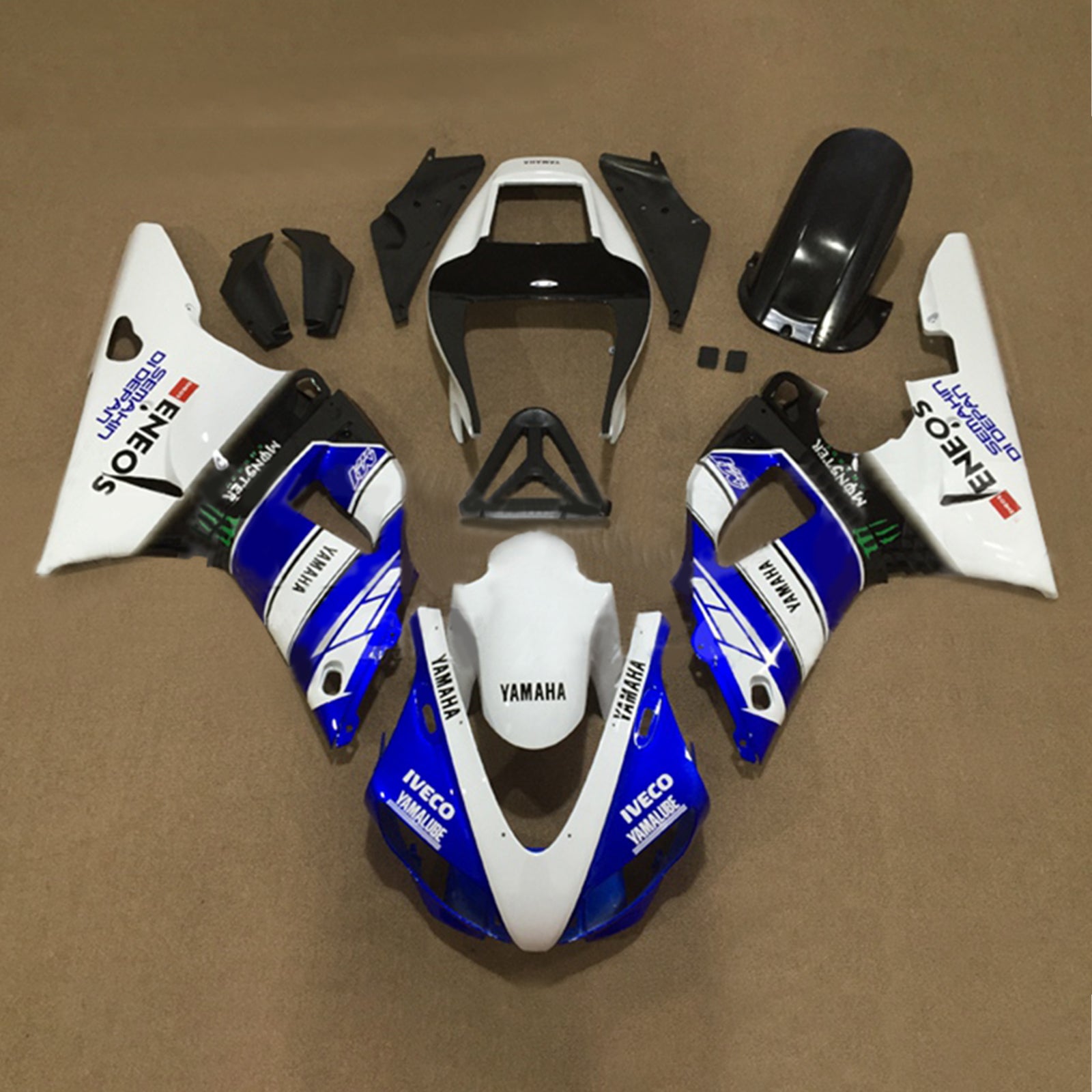 Amotopart 1998-1999 Yamaha YZF 1000 R1 Azul y Blanco Style4 Kit de carenado