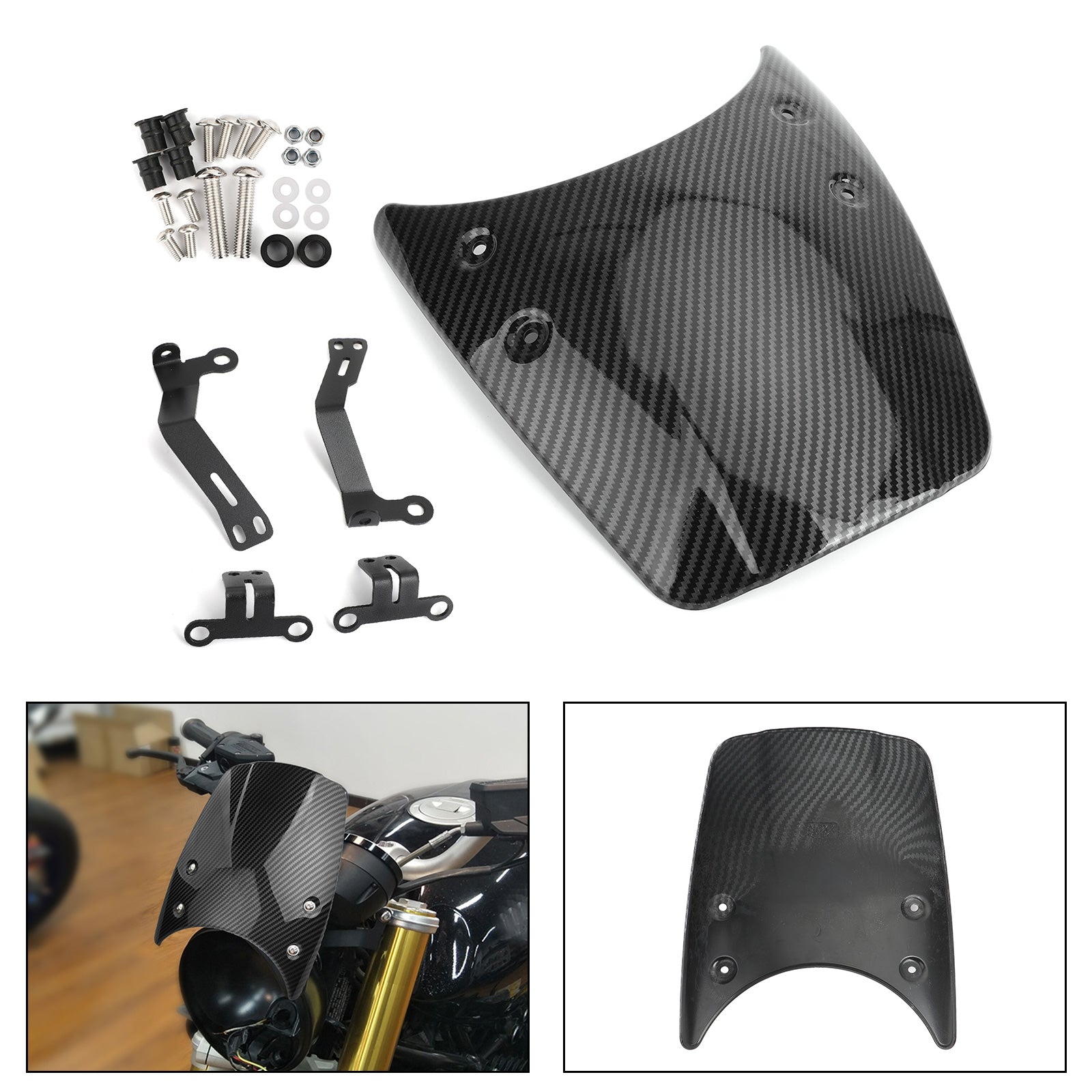 BMW R Nine T 14-17 Windshield Windscreen Headlight Fairing Carbon