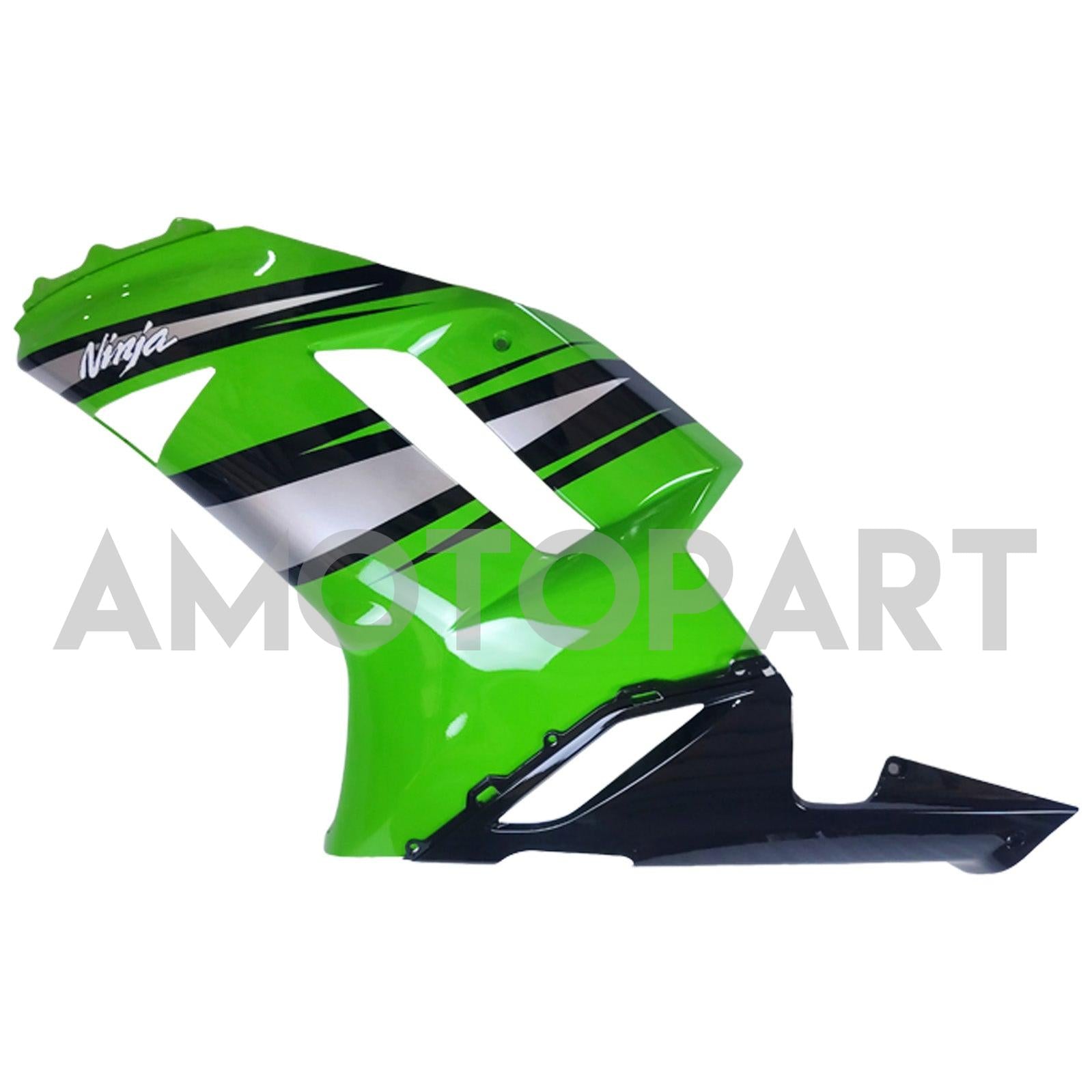 Amotopart 2007-2008 Kawasaki ZX6R 636 Glossy Silver Green Black Fairing Kit