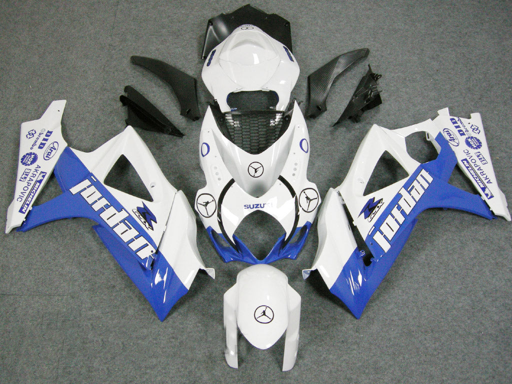 Amotopart 2007-2008 Suzuki GSXR1000 White Blue Fairing Kit