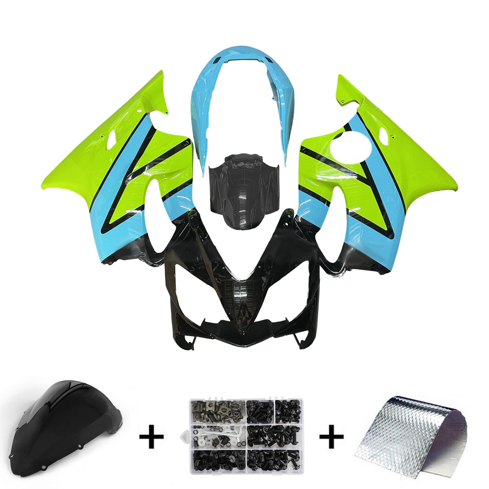 Amotopart 2004-2007 Honda CBR600 F4i Green Blue Black Fairing Kit