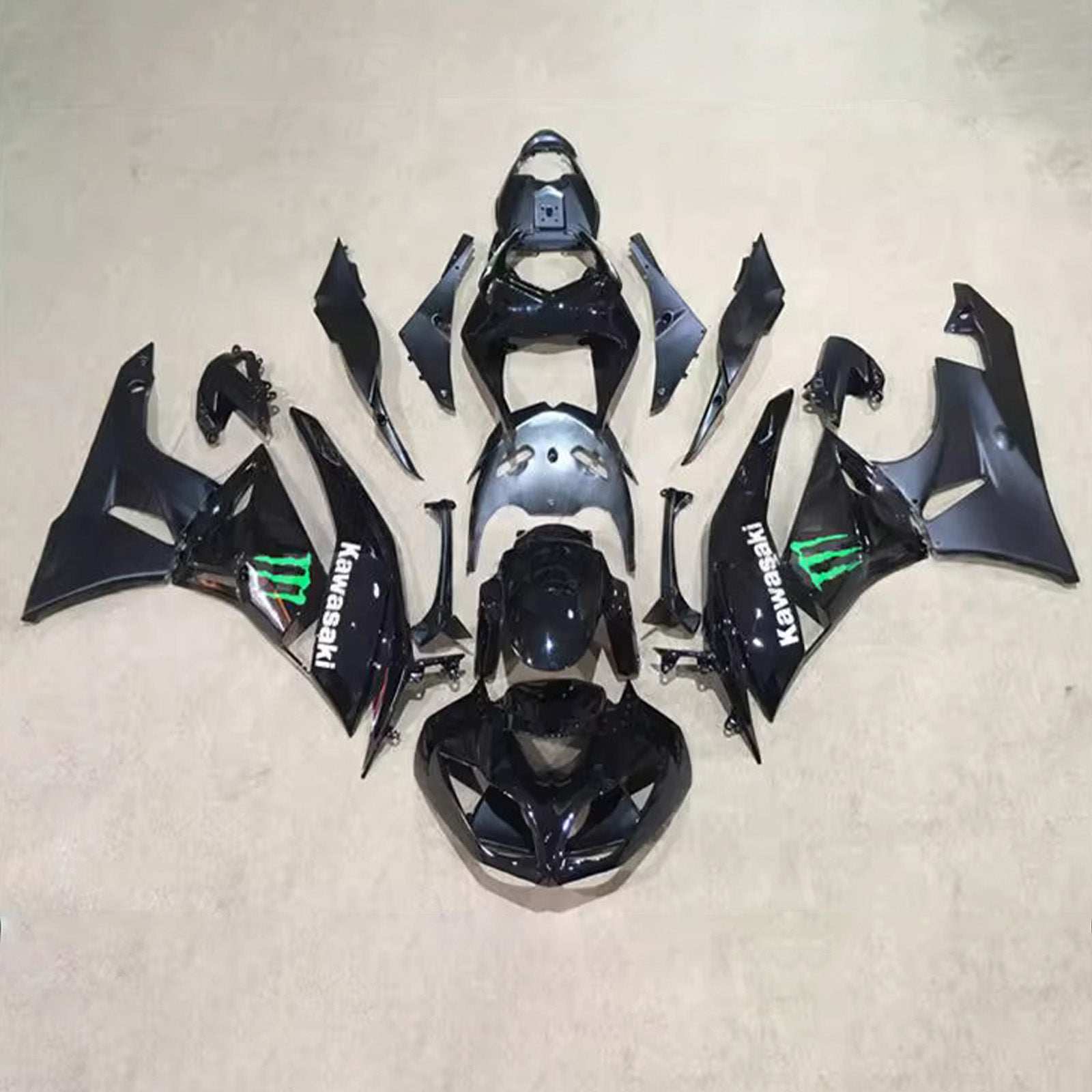 Amotopart 2009-2012 Kawasaki ZX6R 636 Black Fairing Kit