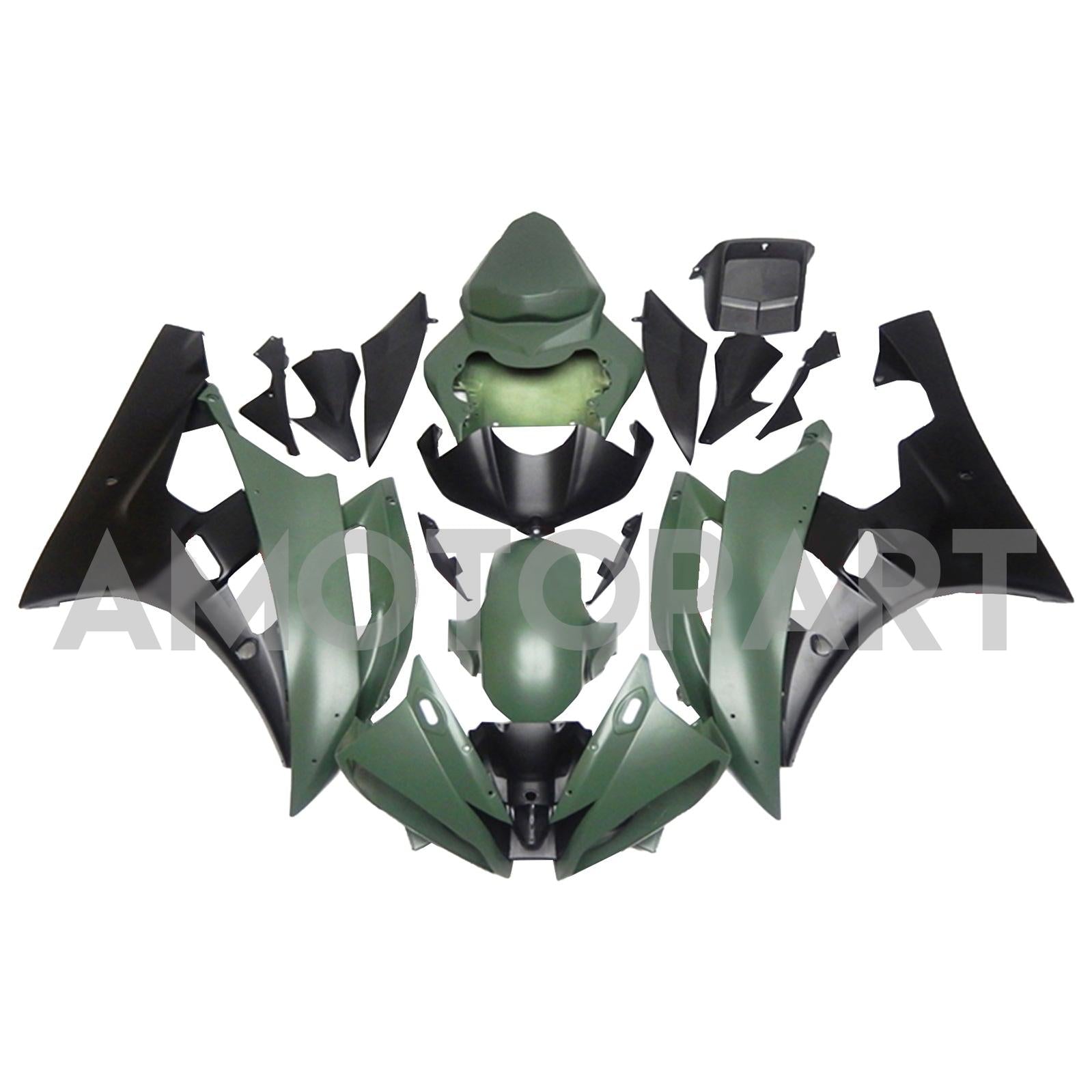 Amotopart 2006-2007 Yamaha YZF 600 R6 Colección de kit de carenado negro y azul