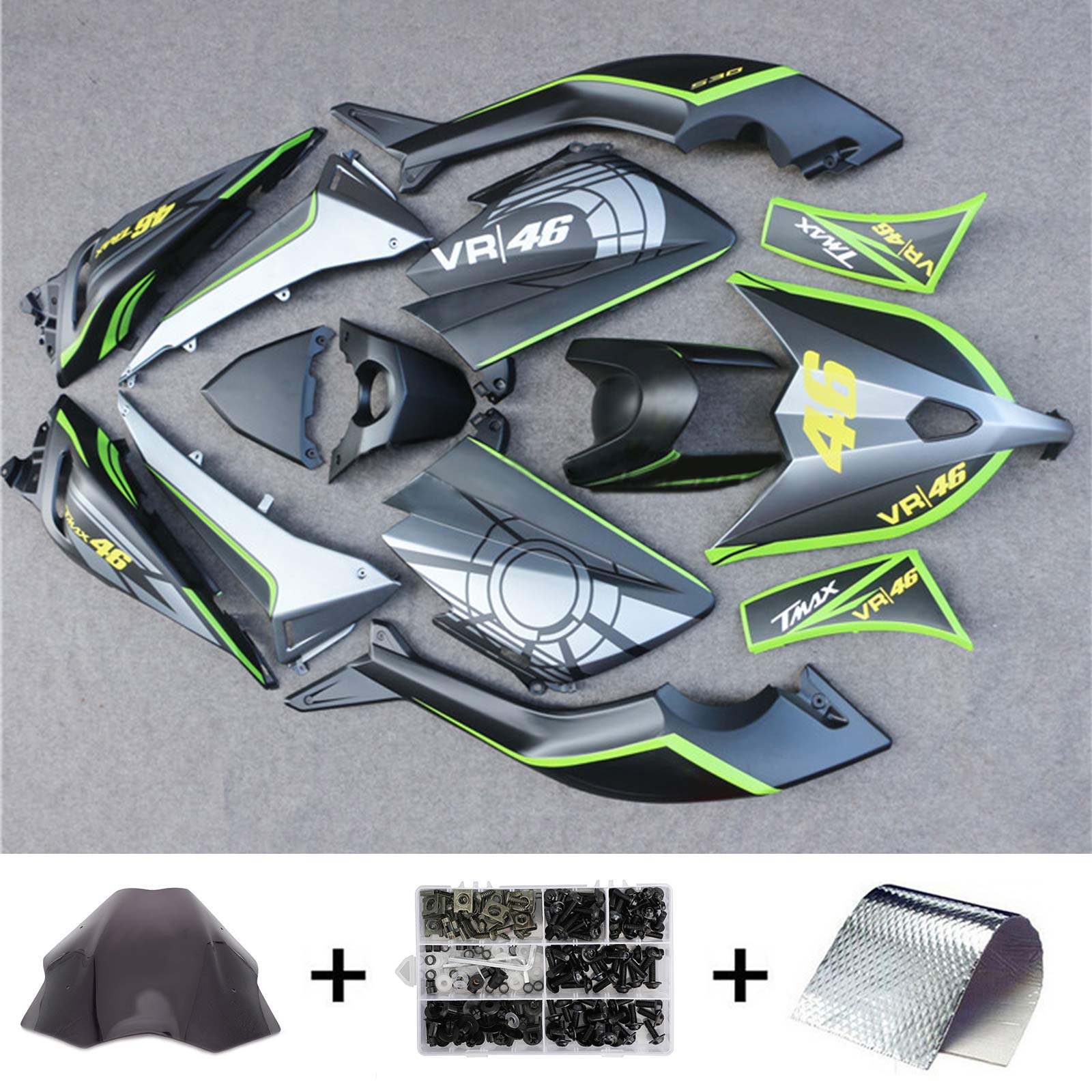 Amotopart 2012-2014 T-Max TMAX530 Yamaha Matte Green&Grey Fairing Kit