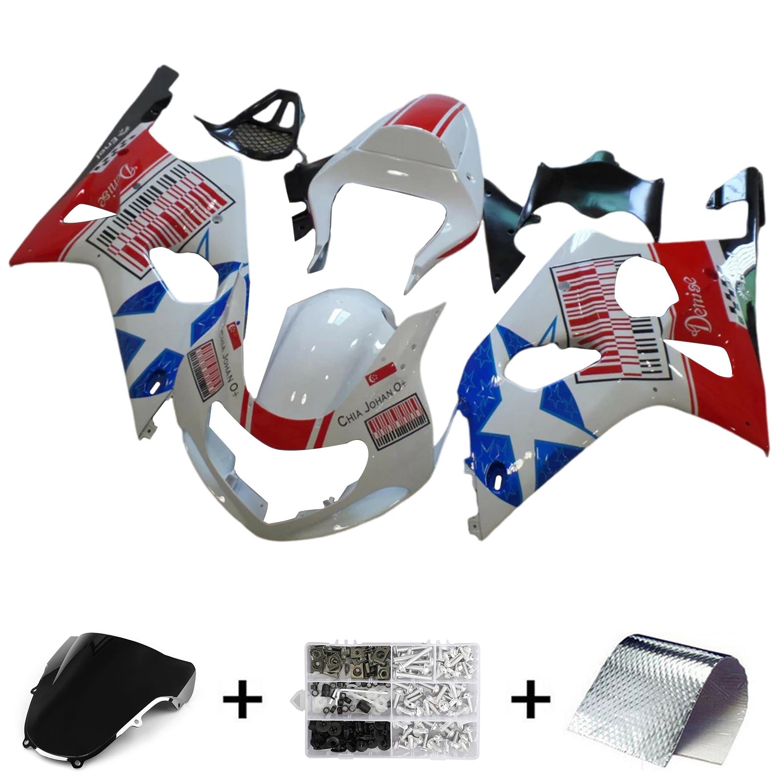 Amotopart 2000-2002 Suzuki GSXR1000 White Fairing Kit