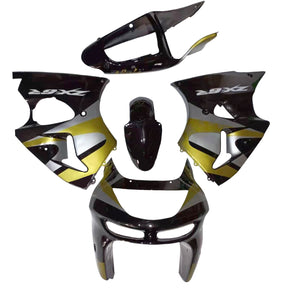 Amotopart 1998-1999 Kawasaki ZX6R Black Gold Silver Fairing Kit