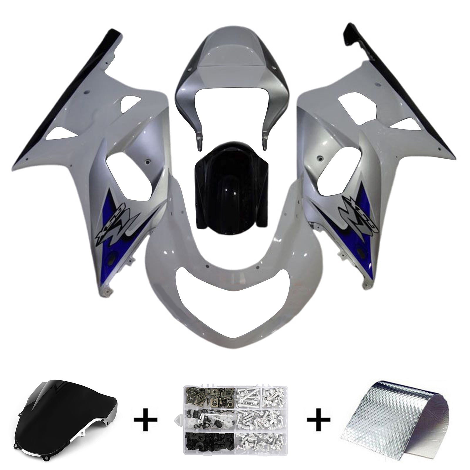 Amotopart 2000-2002 K1 K2 GSXR1000 Suzuki Blue&White Style3 Fairing Kit