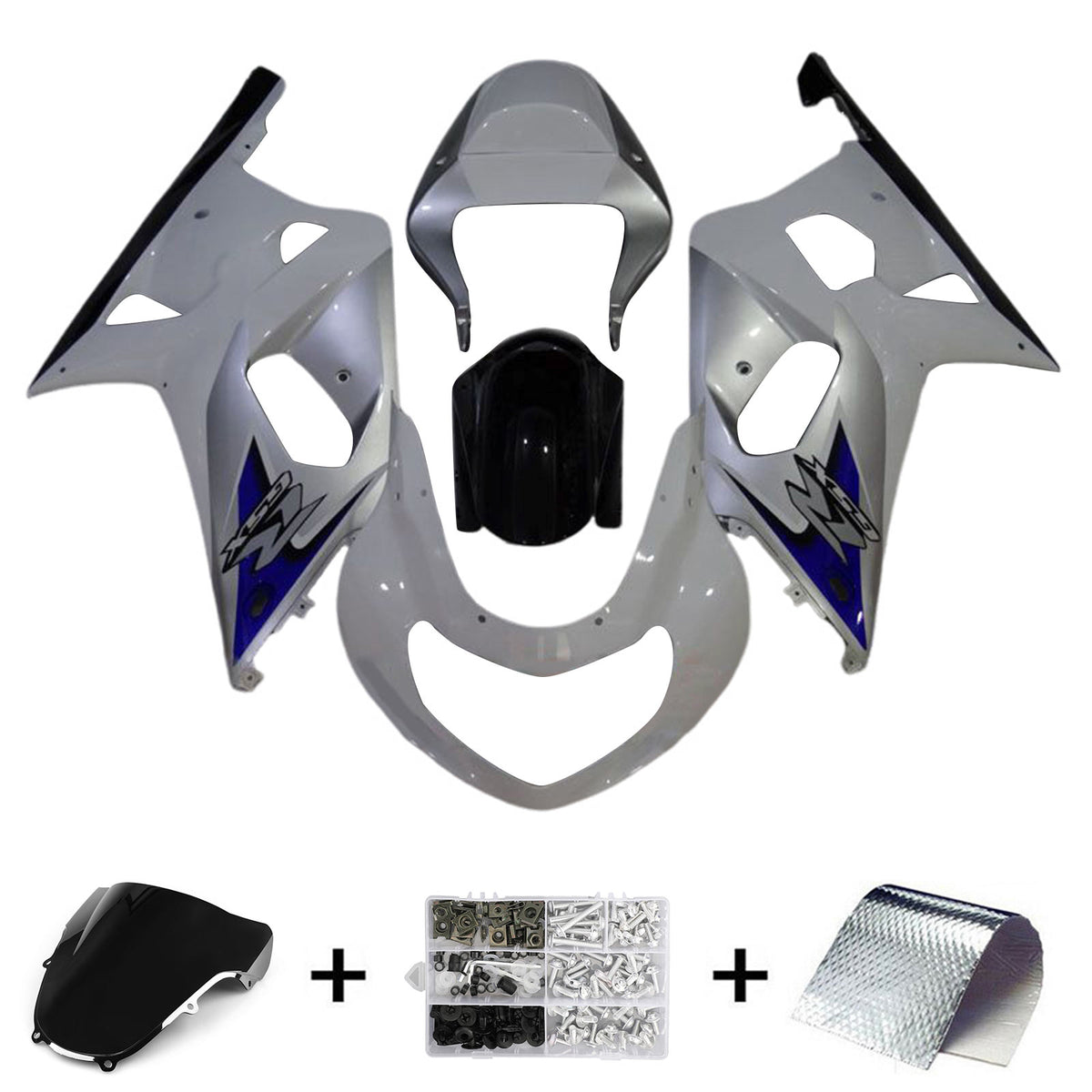 Amotopart 2000-2002 K1 K2 GSXR1000 Suzuki Bleu et Blanc Style3 Kit de carénage