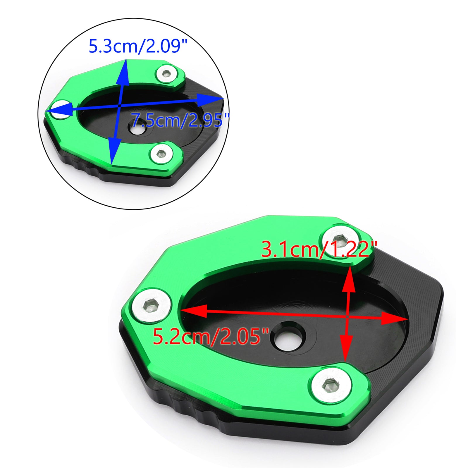 17-19 KAWASAKI Z900 Z1000SX Kickstand Side Stand Plate Extension Pad Grøn