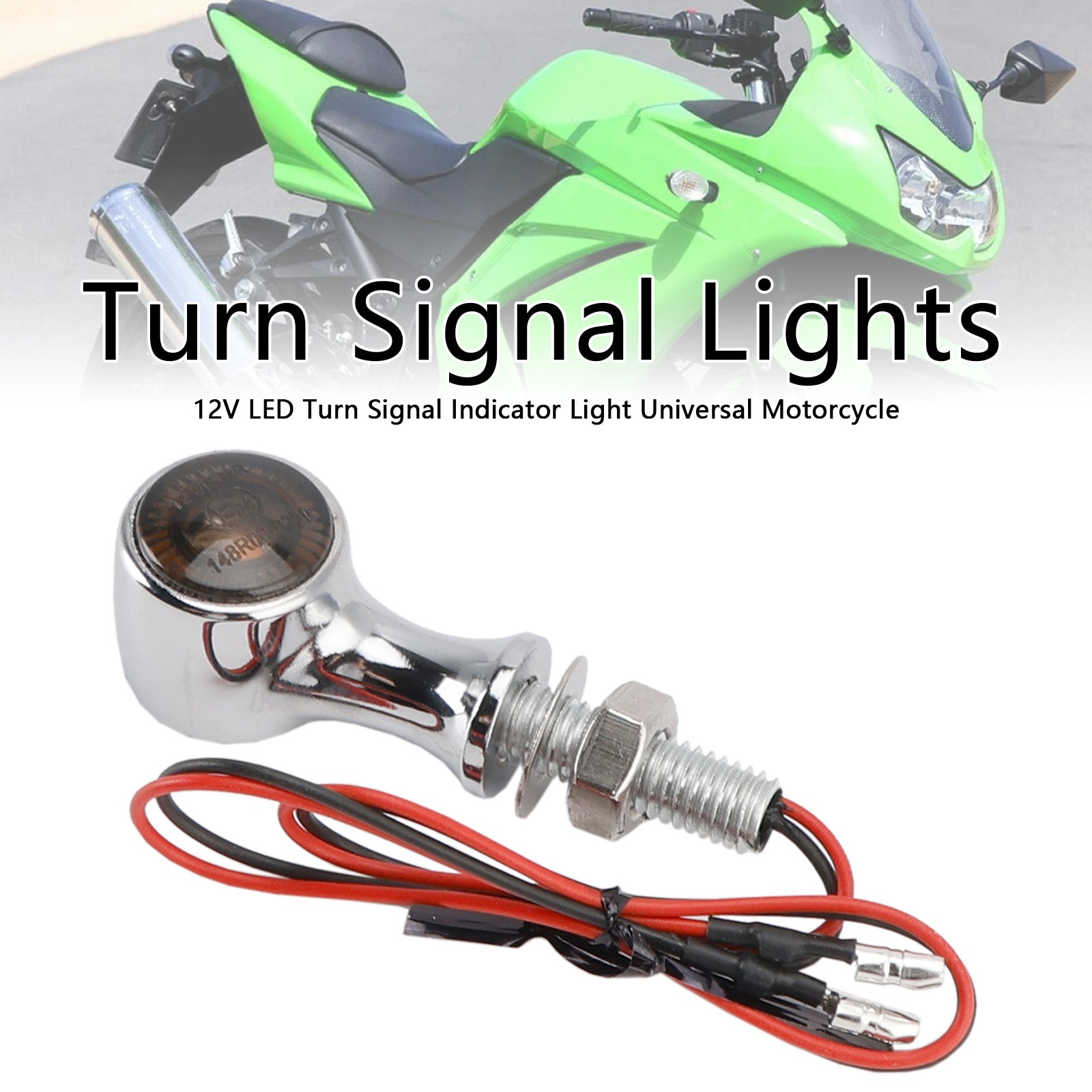 Universal Motorcycle 12V LED Turn Signal Indicator Light 8mm