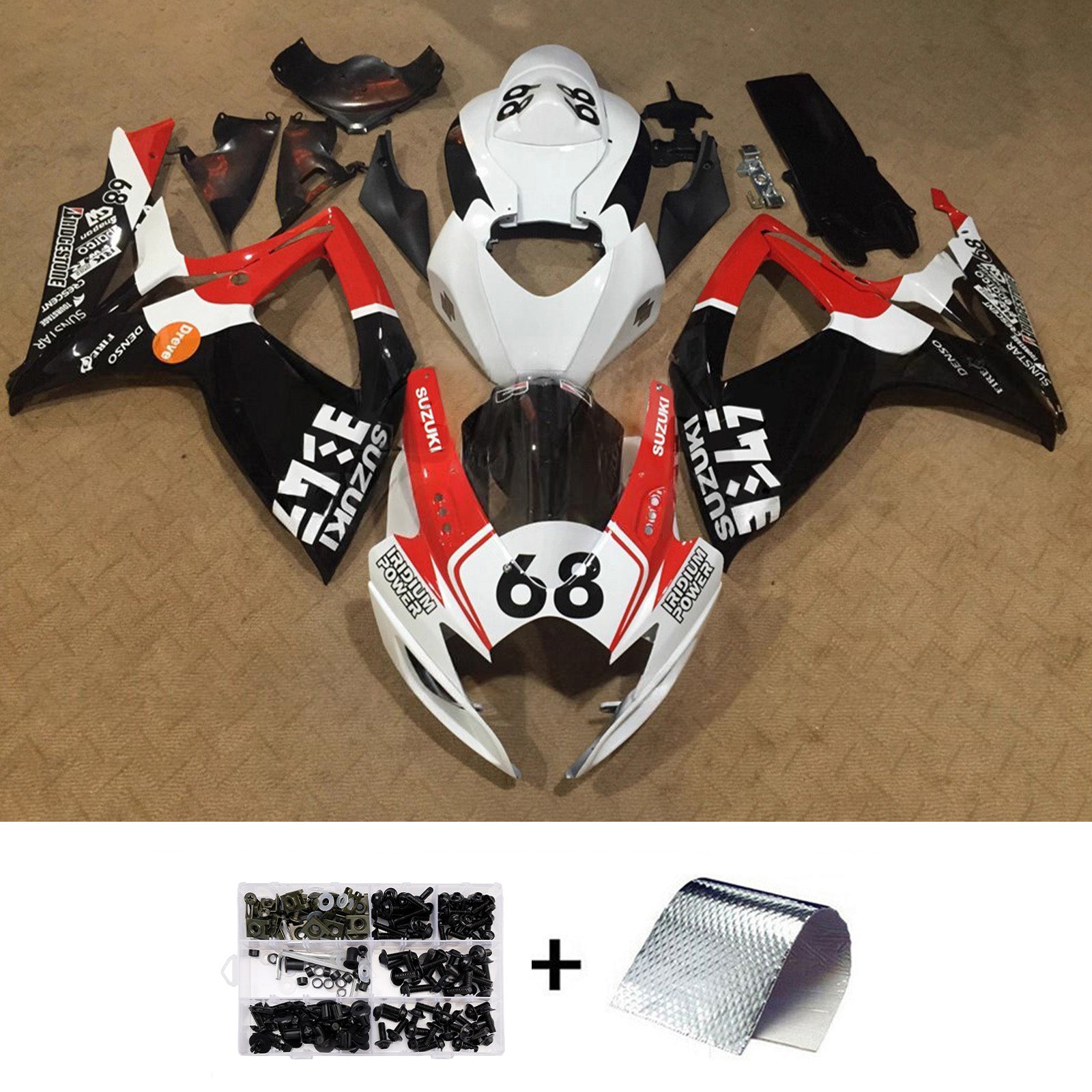 Amotopart 2006-2007 Suzuki GSXR 600/750 White Red Black Fairing Kit