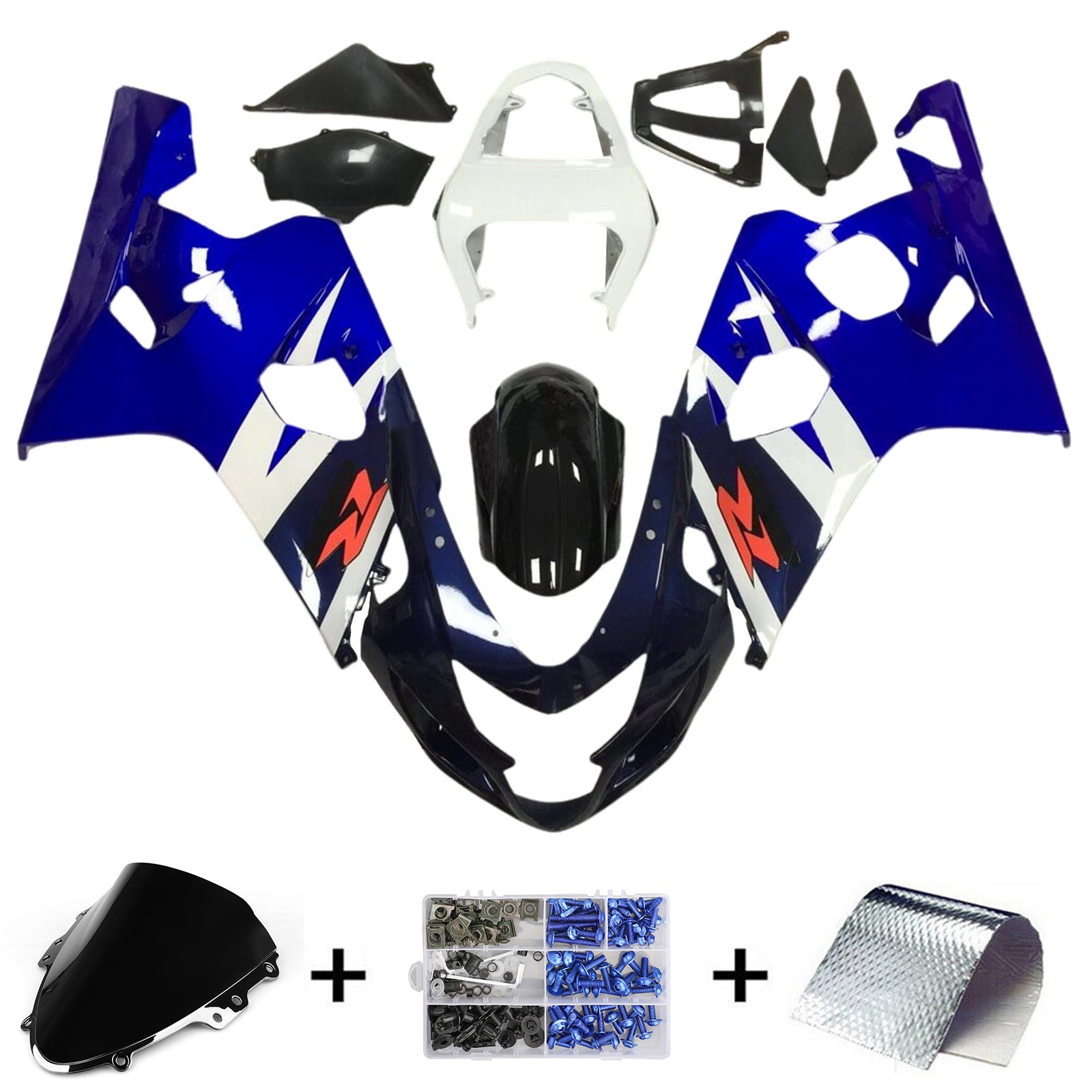 Amotopart 2004-2005 K4 GSXR 600/750 Suzuki Azul y Negro Style4 Kit de carenado