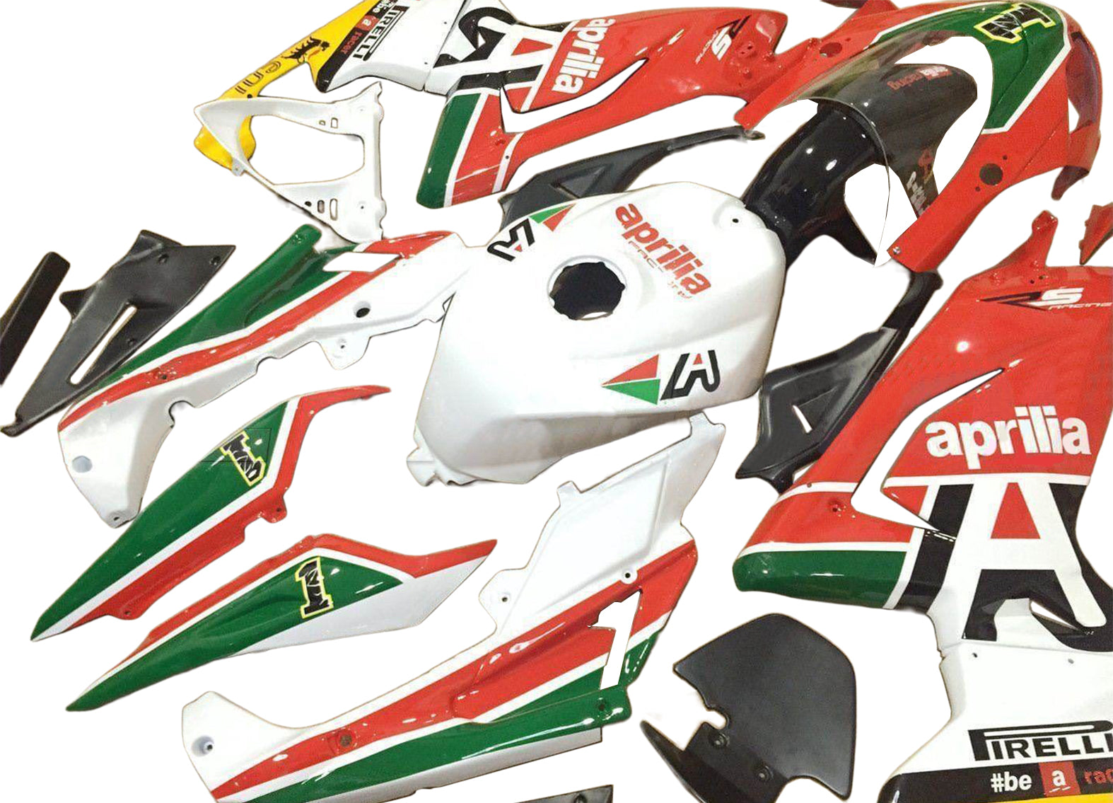 Amotopart Aprilia 2006–2011 RS125 rot-grünes Verkleidungsset