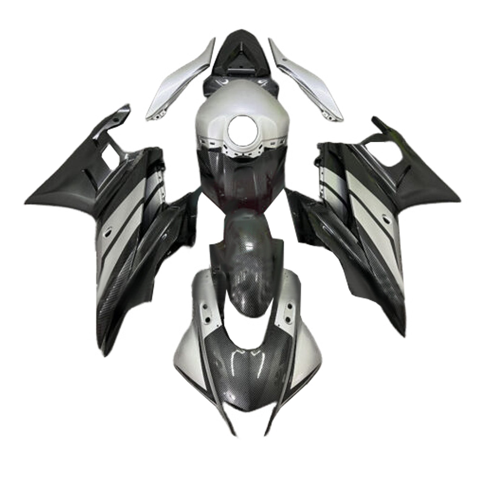 Amotopart 2019-2021 Yamaha YZF-R3 R25 Black Grey Carbon Fiber Pattern Fairing Kit