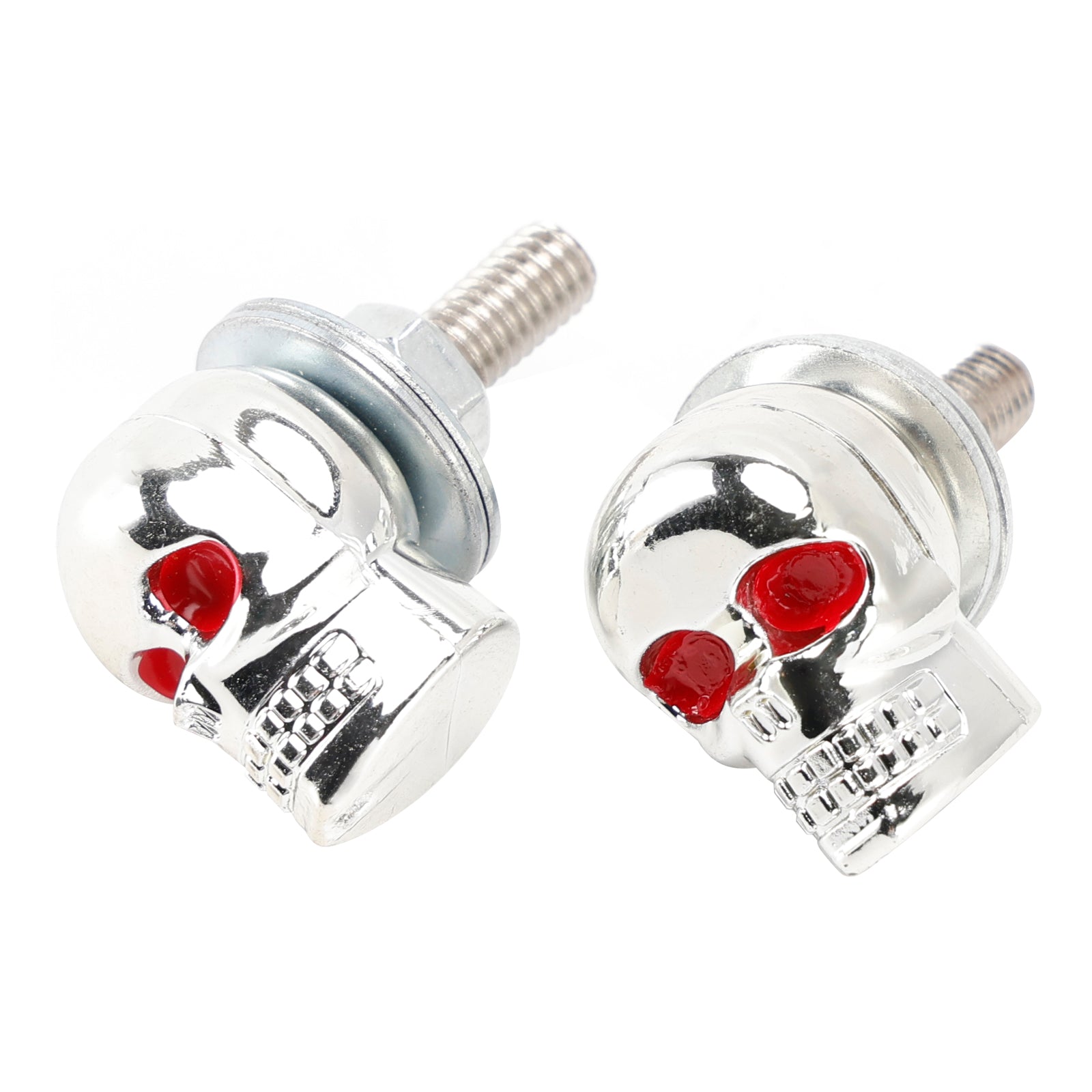 2 Custom SKULL License Plate Bolt Screw Silver Plastic Motorcycle Chopper Bobber
