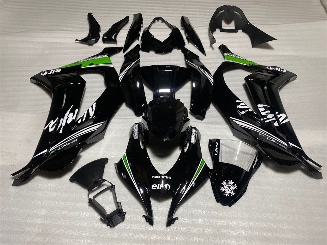 Kit de carénage Amotopart Kawasaki ZX10R 2016-2020 noir et vert Style1