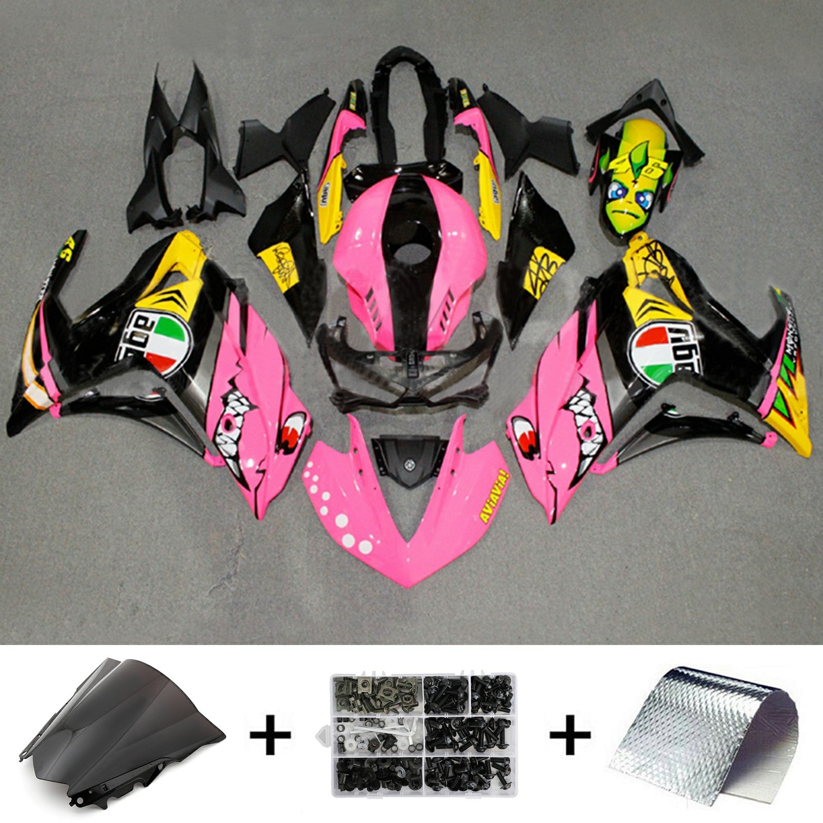 Amotopart YZF-R3 2014-2018 R25 2015-2017 Yamaha Pink&Yellow 
Fairing Kit