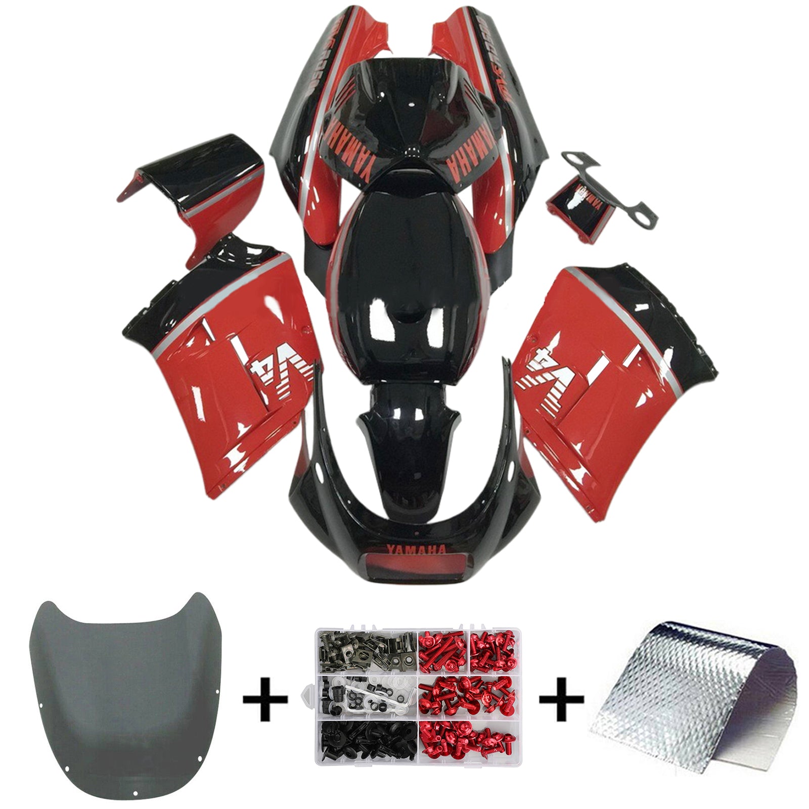 Amotopart 1985-1987 Yamaha RZV500 / RD500 Black Red Fairing Kit