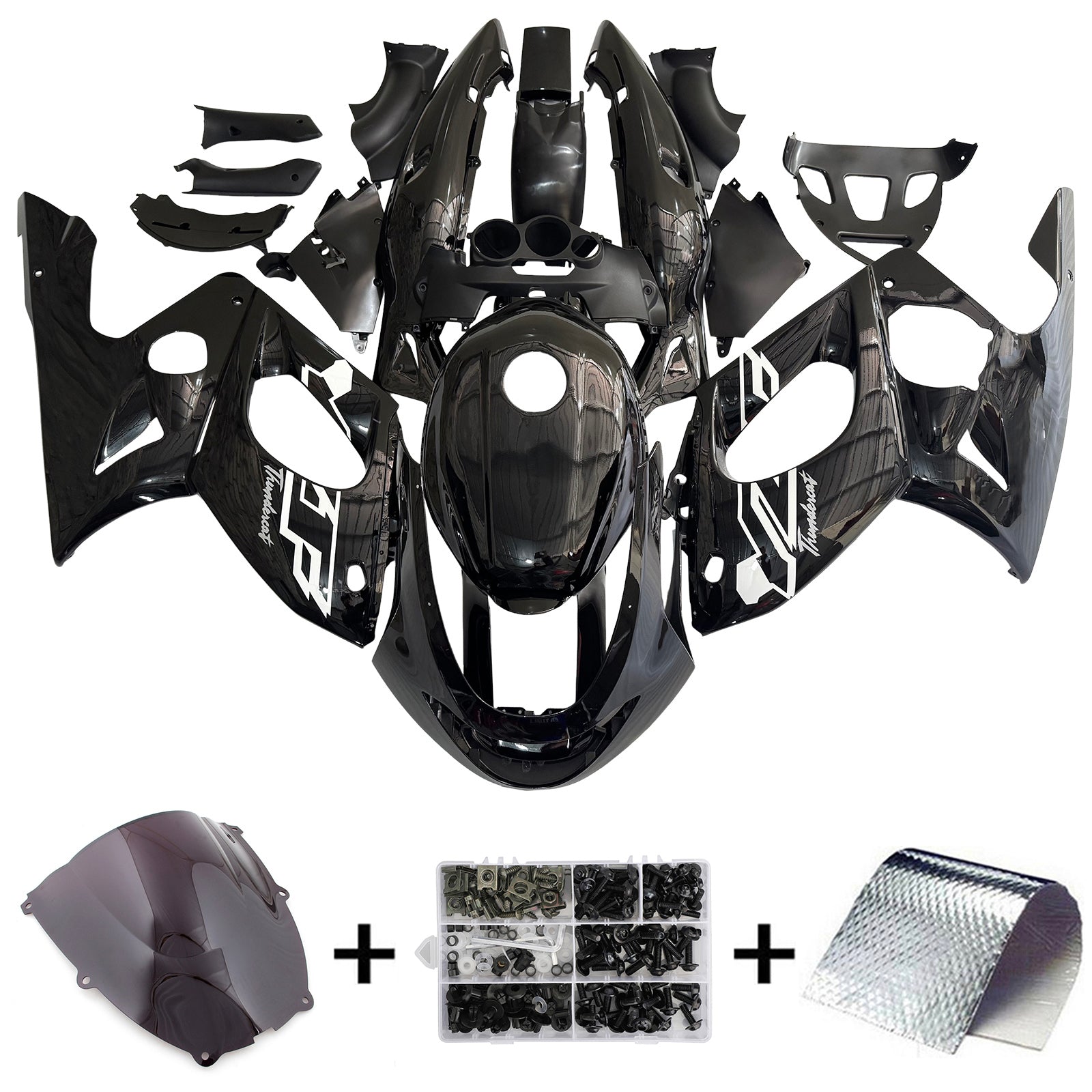 Amotopart 1996-2007 Yamaha YZF 600R Thundercat Black Fairing Kit