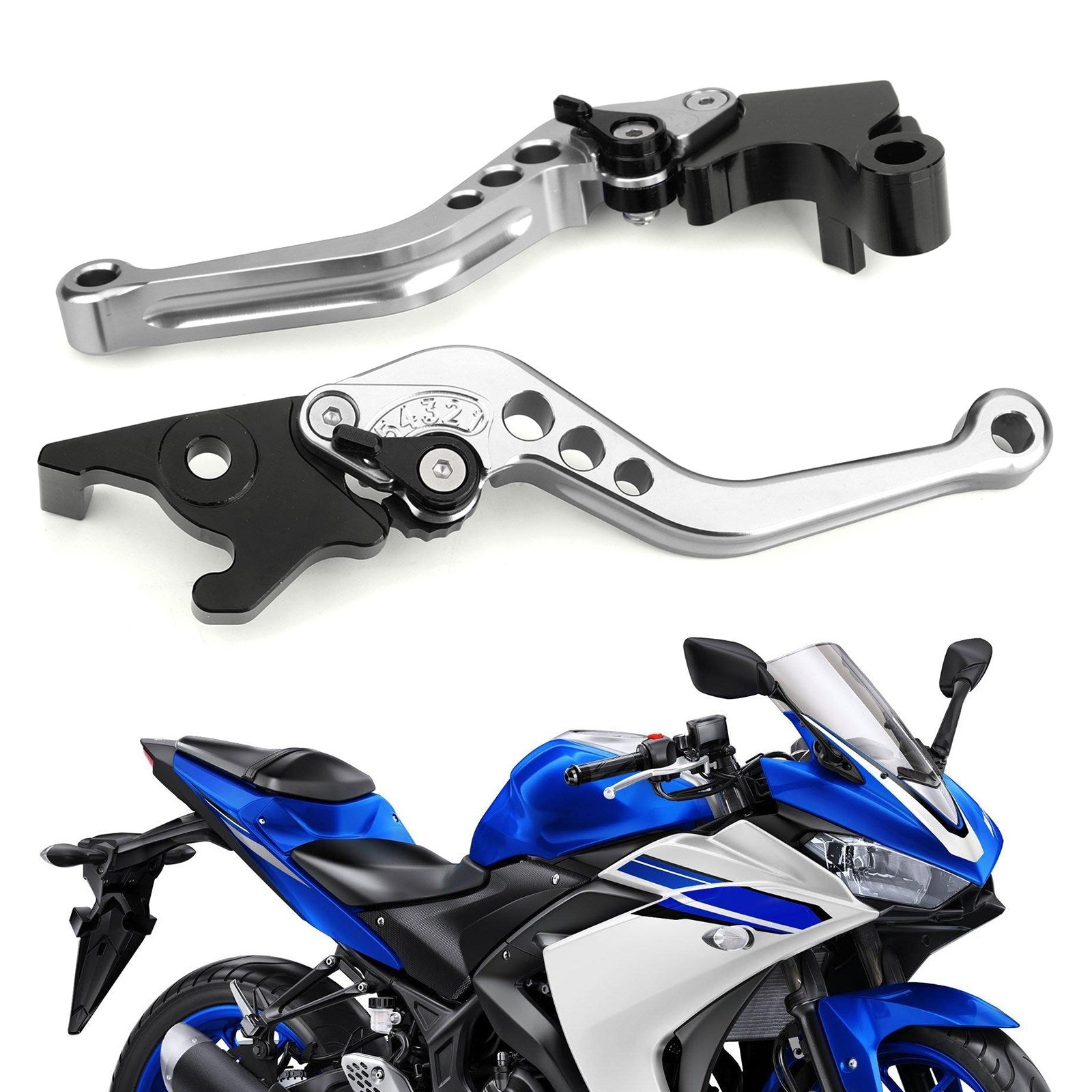 ヤマハ 15-17 YZF R3 MT 03 25 & 14-17 YZF R25 ブレーキ クラッチ レバー シルバー