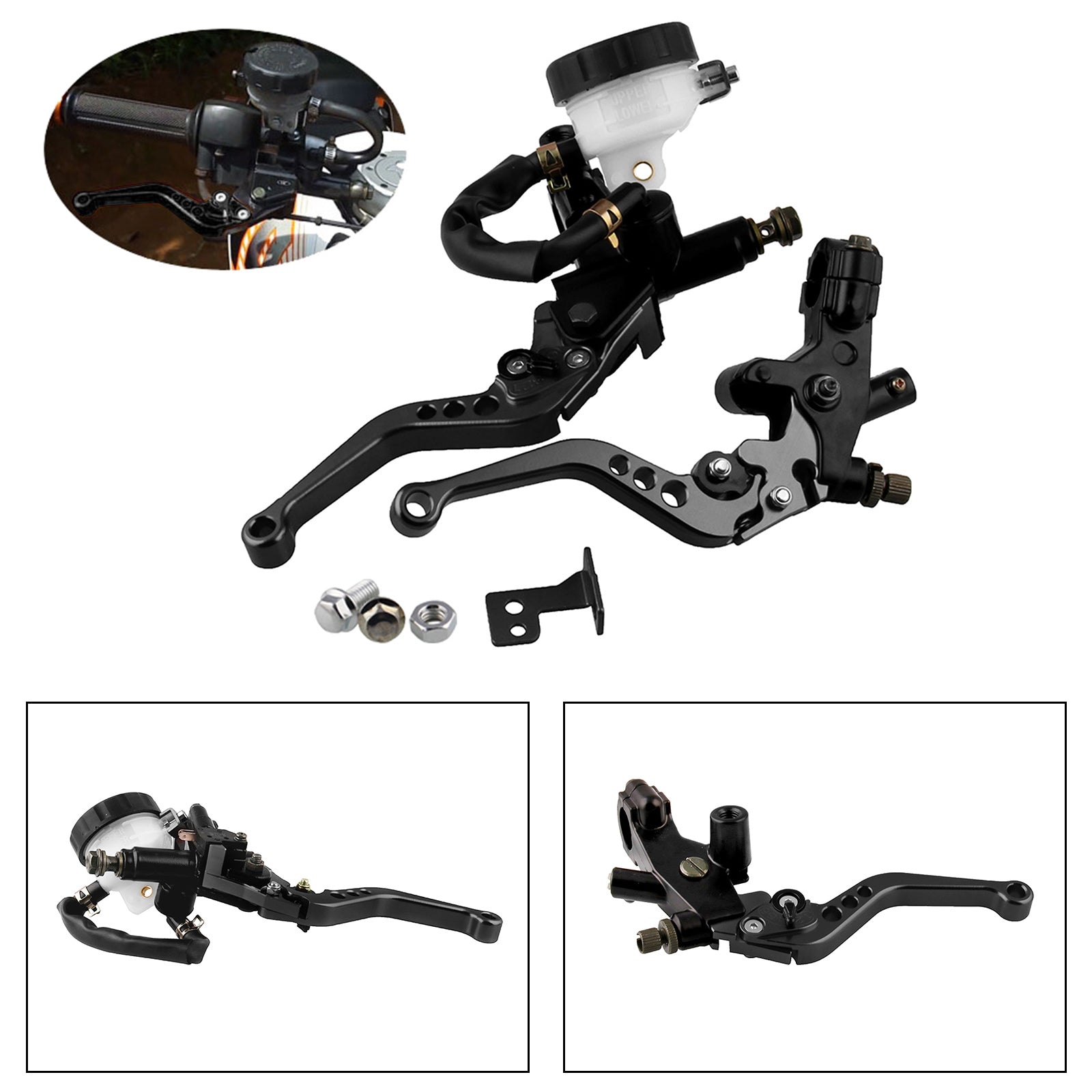 Universale 7/8" Leve serbatoio cilindro maestro freno e frizione anteriori da 22 mm nere