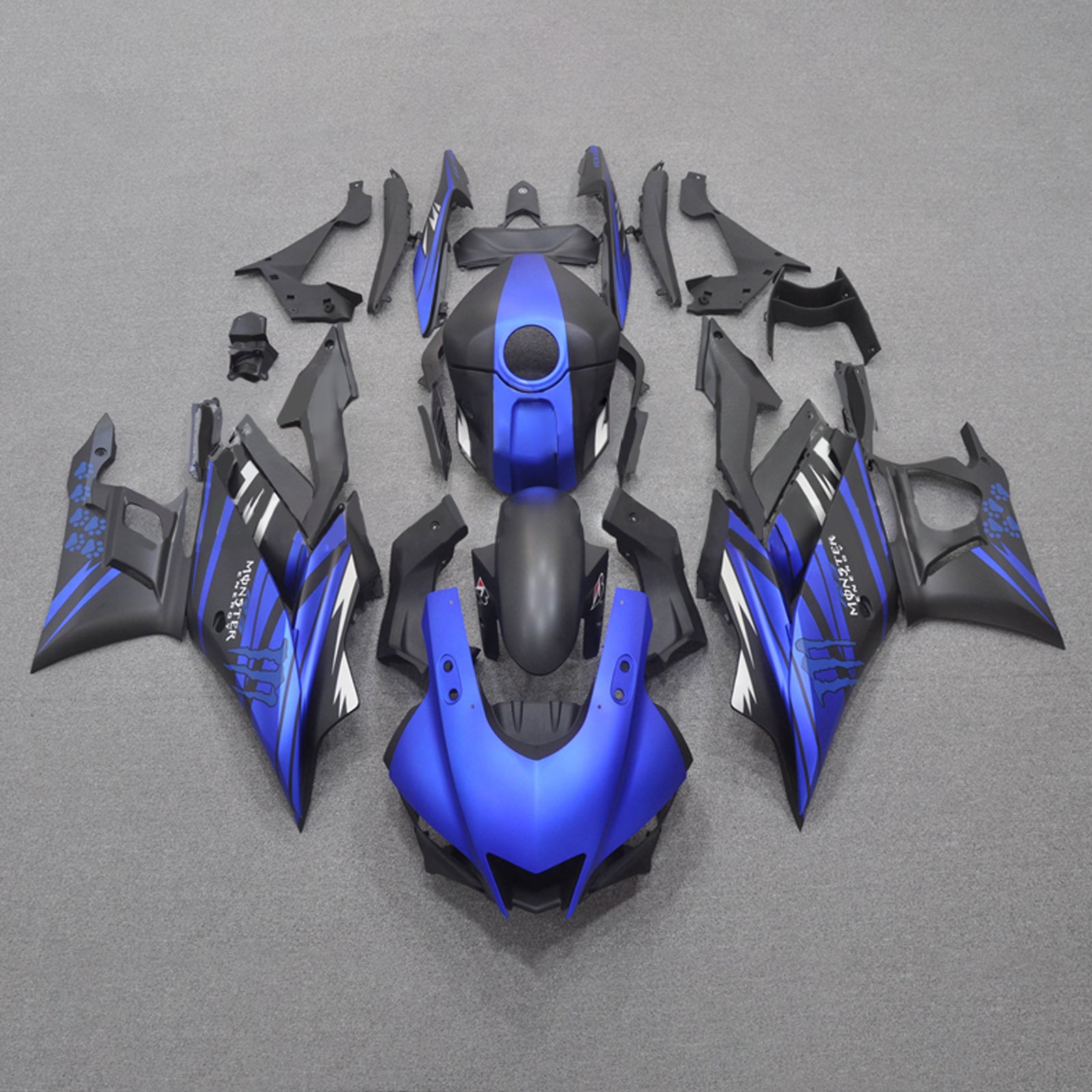 Amotopart 2022-2024 Yamaha YZF-R3 & R25 Matte Black Blue Fairing Kit