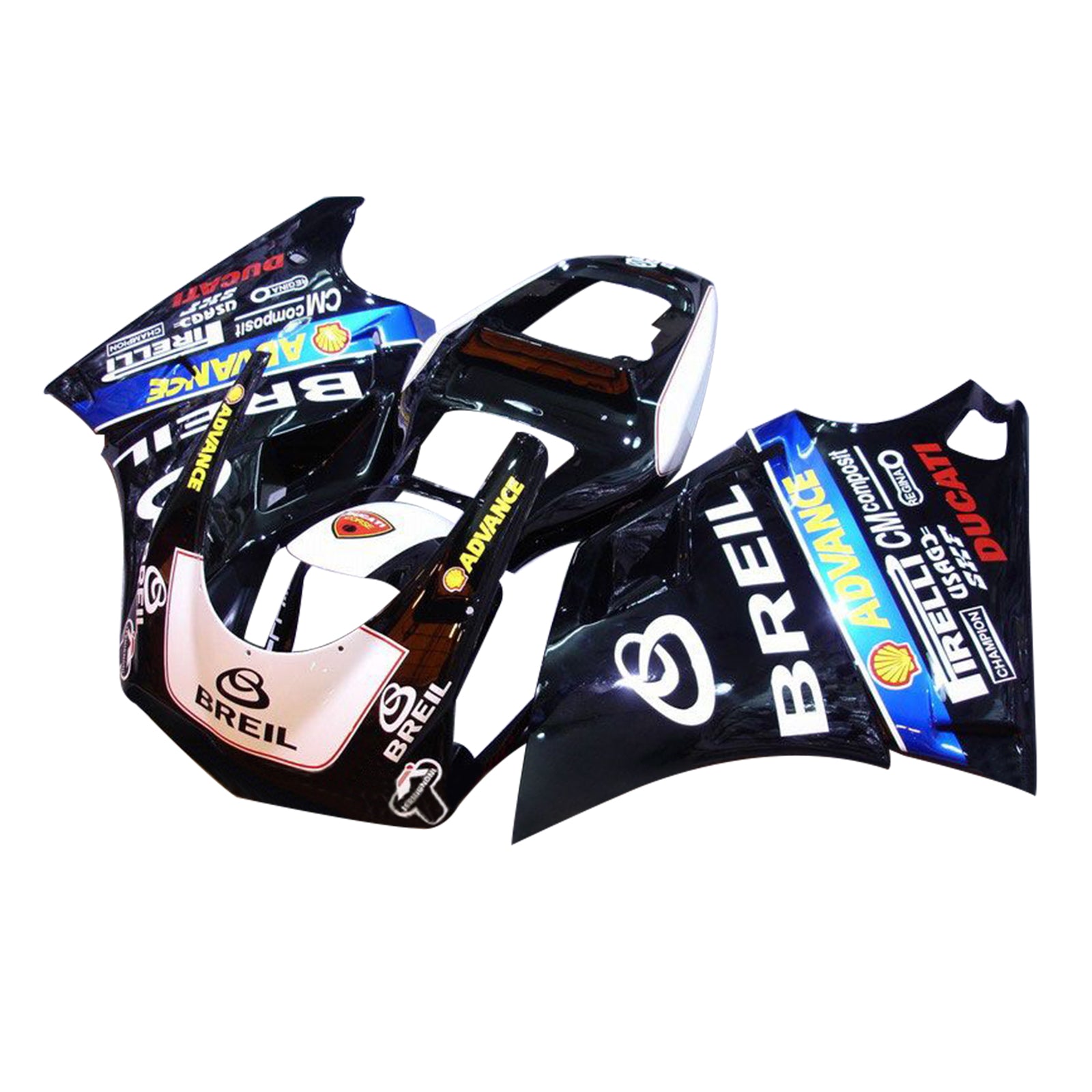 Amotopart Ducati 996 748 1996-2002 Black&Blue Fairing Kit