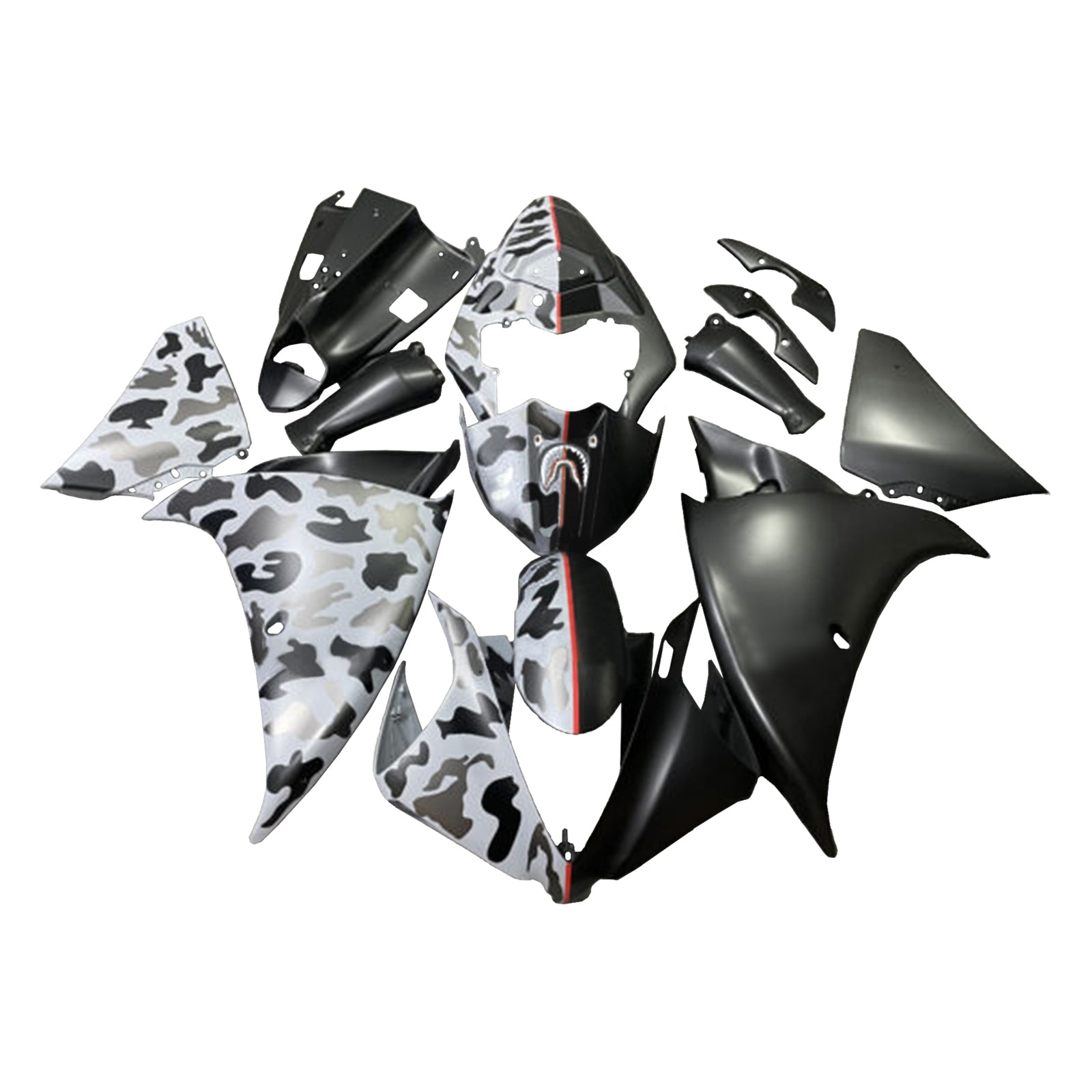 Amotopart 2012-2014 Yamaha YZF-R1 Matte Black Camouflage Fairing Kit