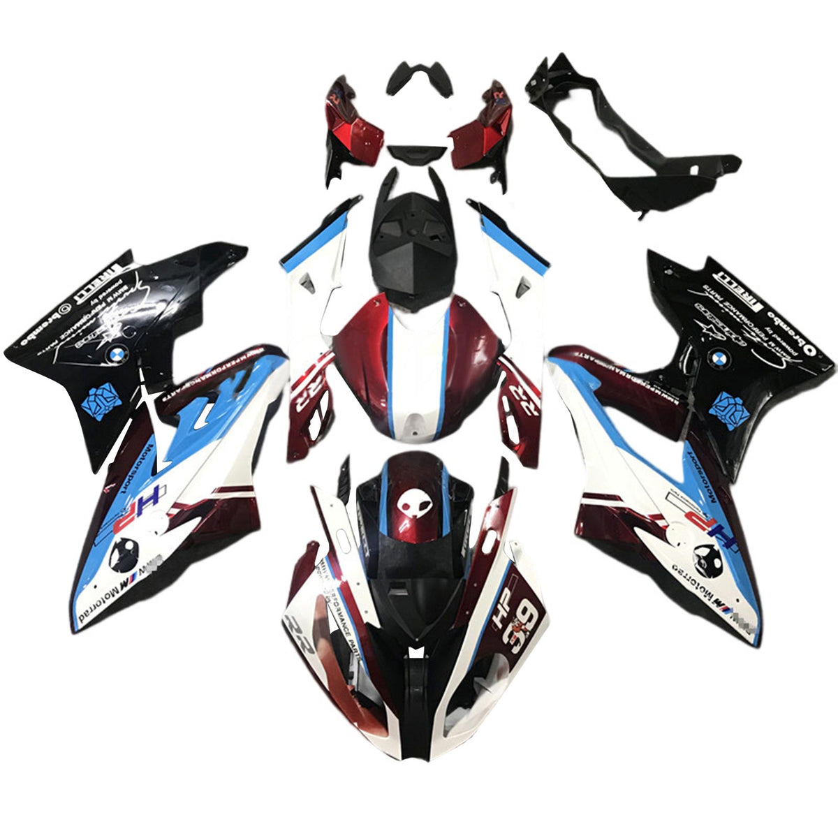 Amotopart Kit carena BMW S1000RR 2017-2018 Blue&amp;Red Style2