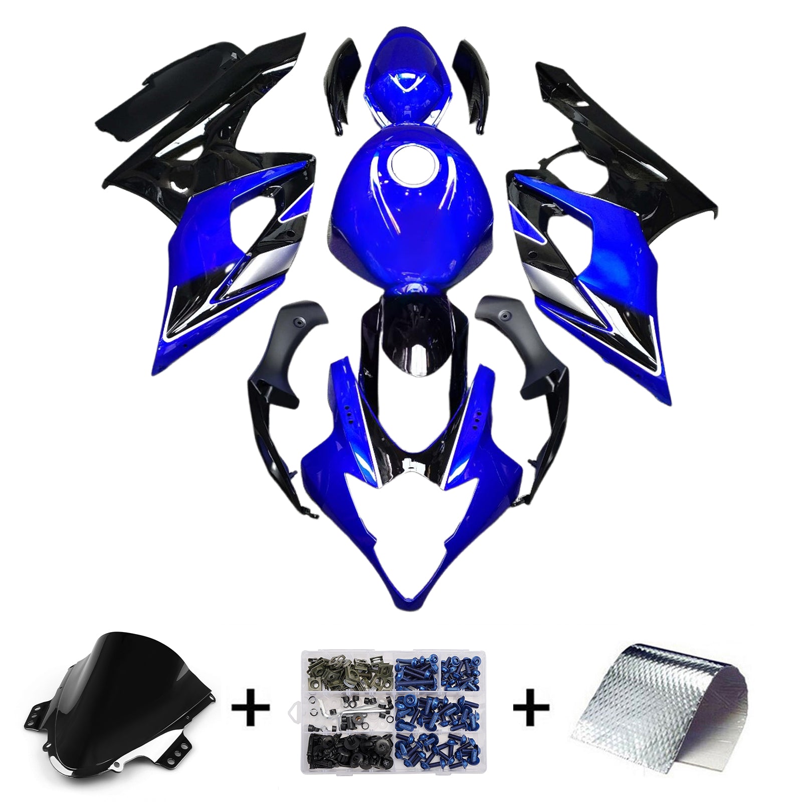 Amotopart 2005-2006 Suzuki GSXR1000 Blue Black Fairing Kit