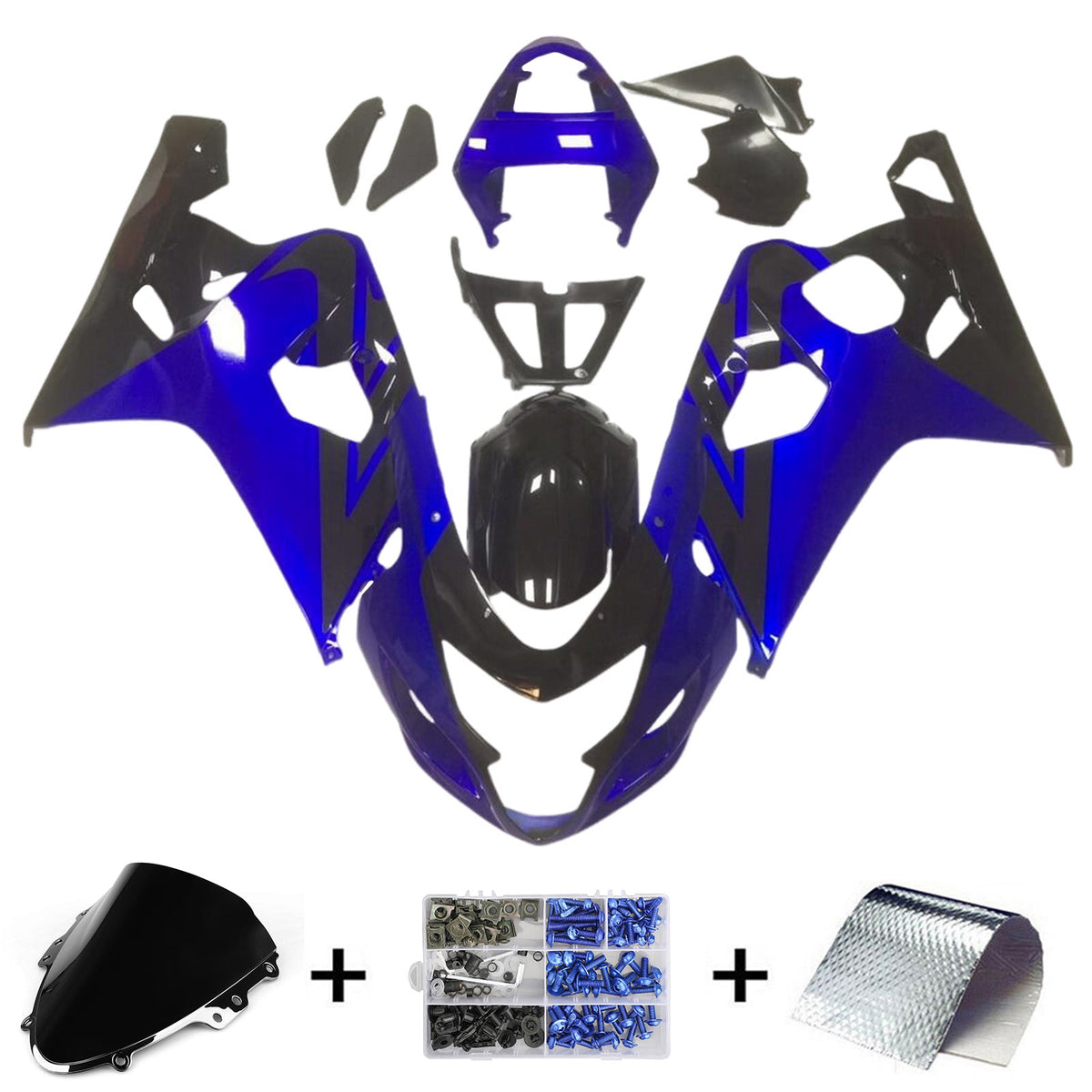 Amotopart 2004-2005 K4 GSXR 600/750 Suzuki Kit de carénage bleu et noir