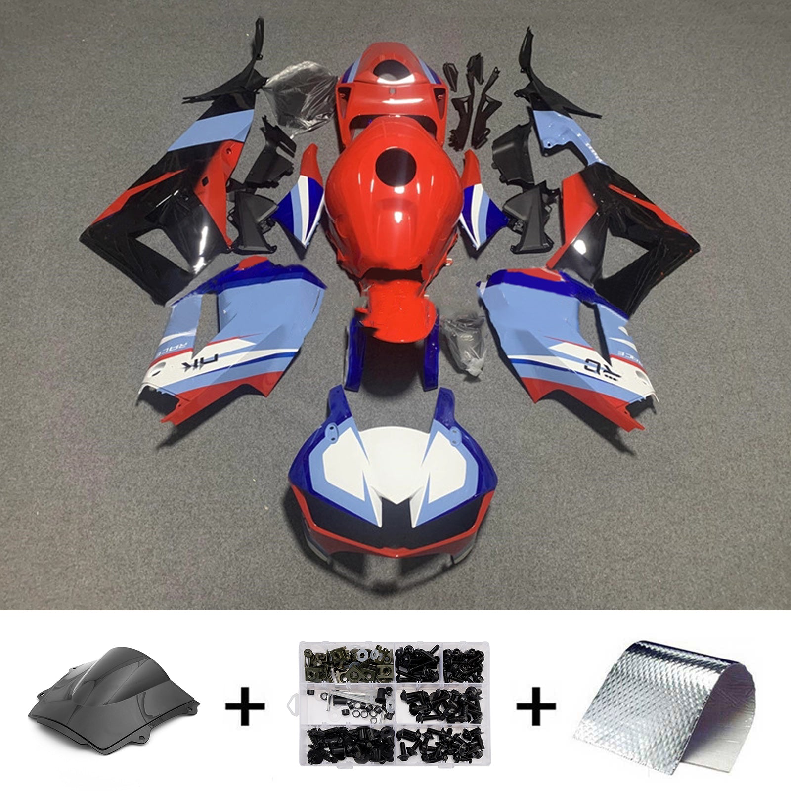 Amotopart 13-26 versão dos EUA. & 13-23 versão europeia. Kit de carenagem Honda CBR600RR vermelho azul