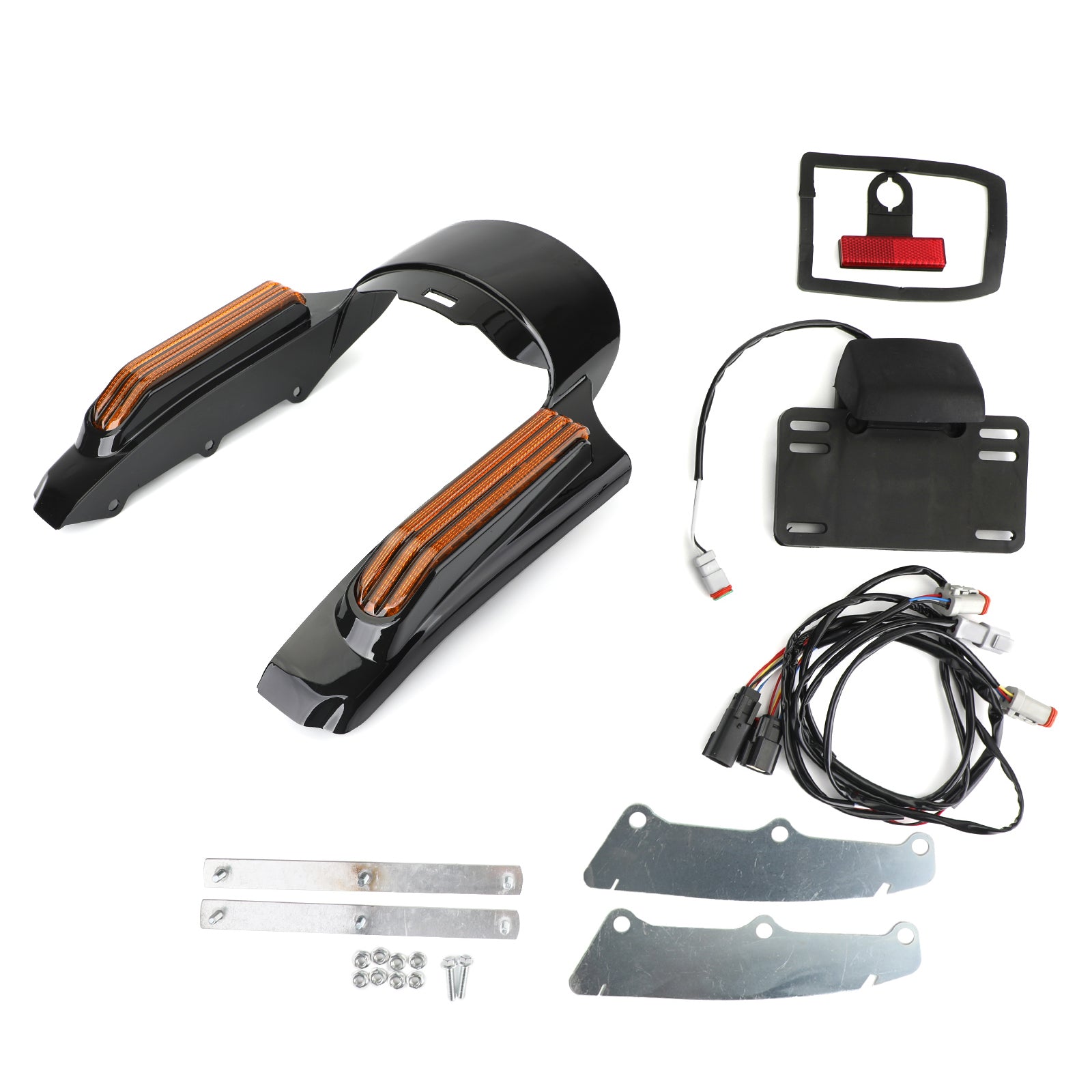 Lumière LED de garde-boue arrière adaptée pour Touring Road King FLHR Street Glide FLHX ambre