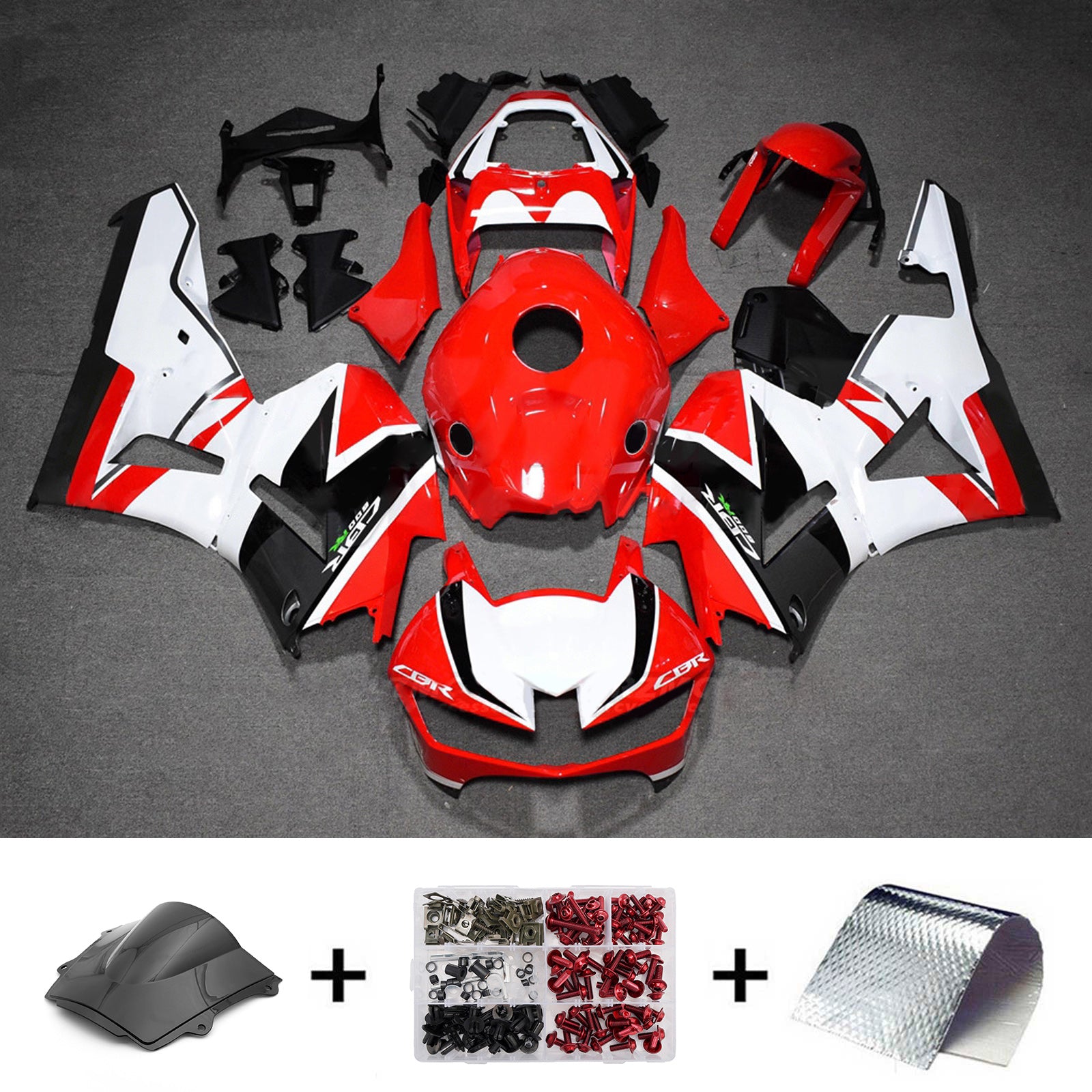 Amotopart 13-26 US ver. & 13-23 European ver. Honda CBR600RR White Red Fairing Kit