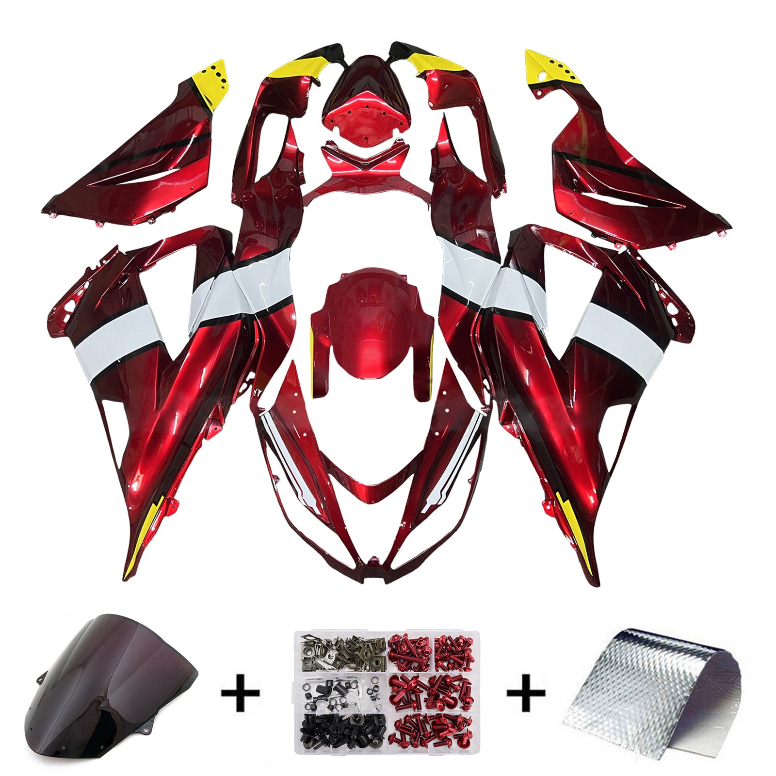Amotopart 2013-2018 Kawasaki ZX6R 636 Red Fairing Kit
