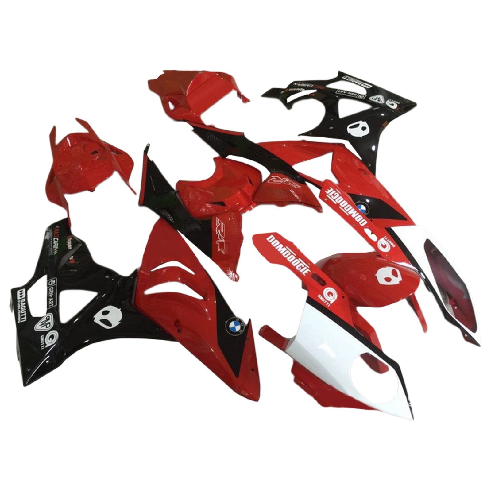 Amotopart BMW S1000RR 2009-2014 Kit de carénage rouge et noir