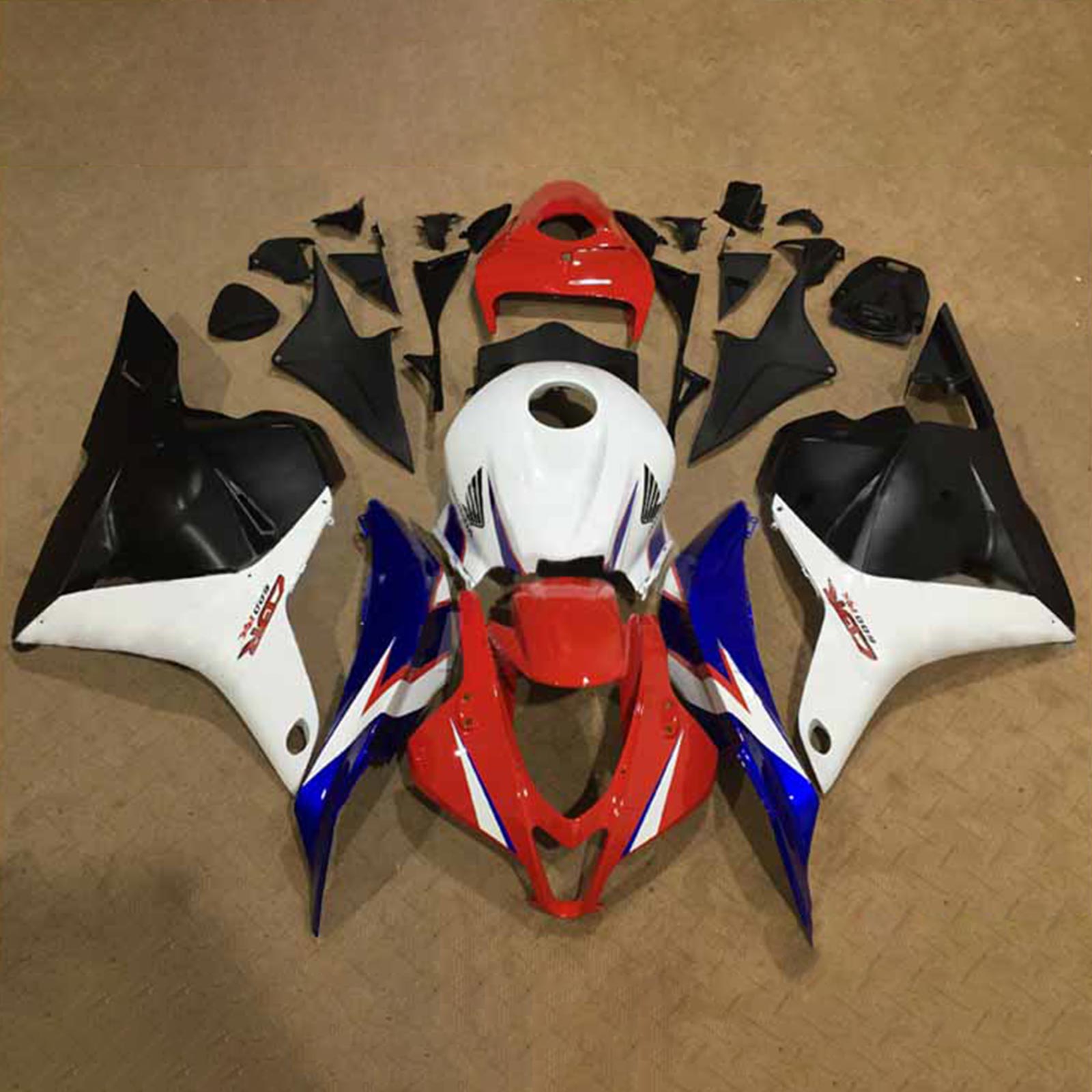 Amotopart 2009-2012 Honda CBR600RR Kit de carenado blanco rojo azul