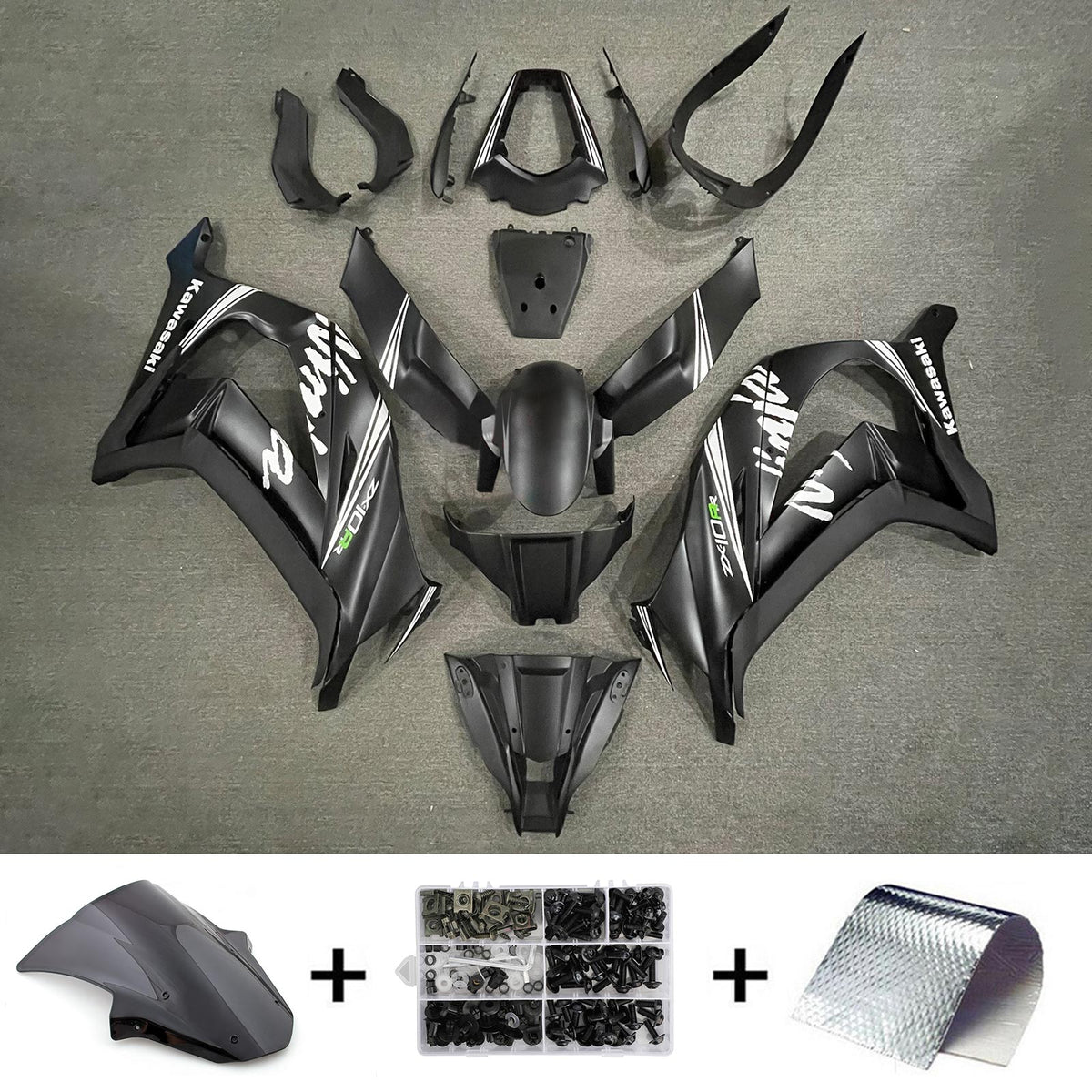 Amotopart 2011-2015 Kawasaki ZX10R Black with Logo Fairing Kit