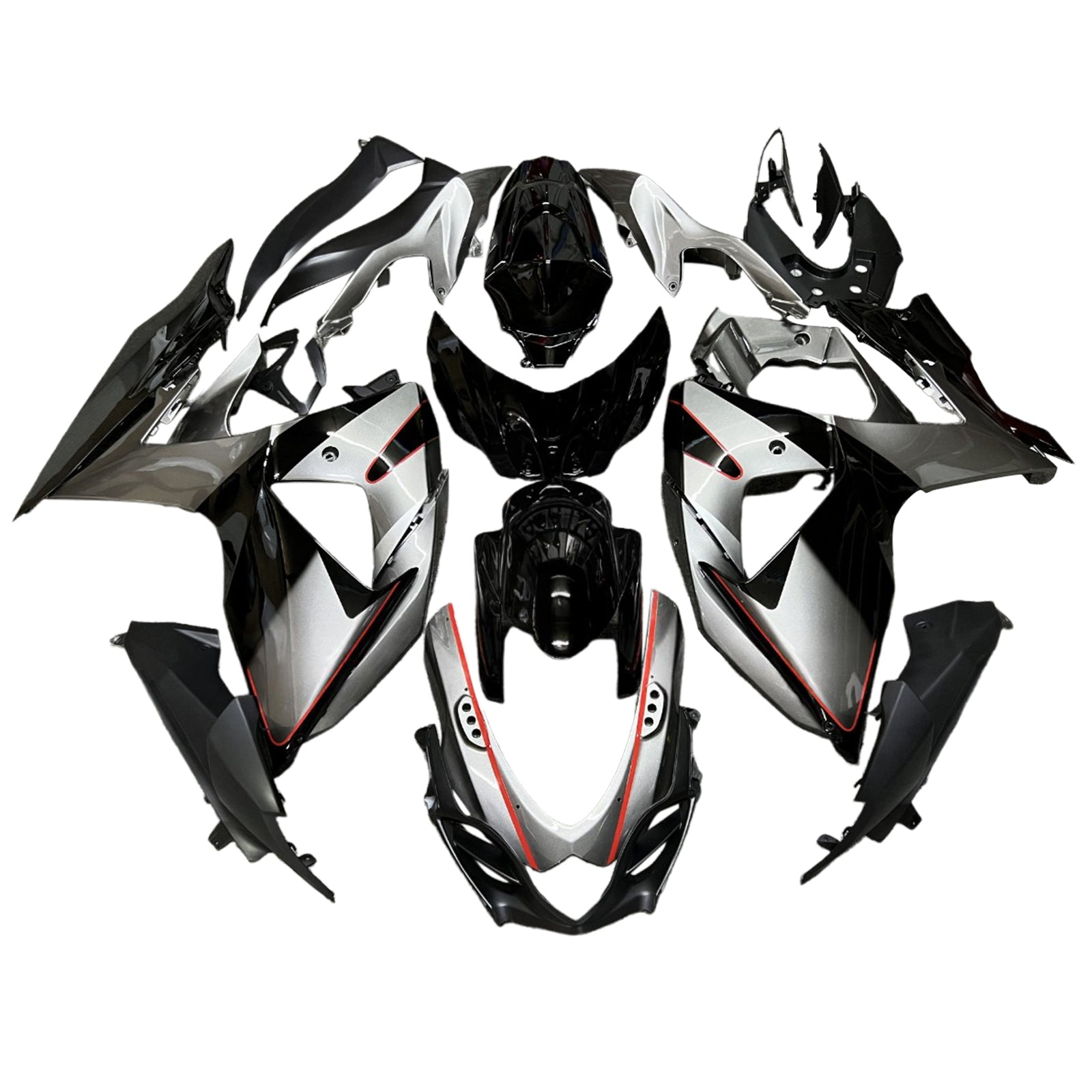 Amotopart 2009-2016 Suzuki GSXR1000 Sliver Schwarzverkleidungskit