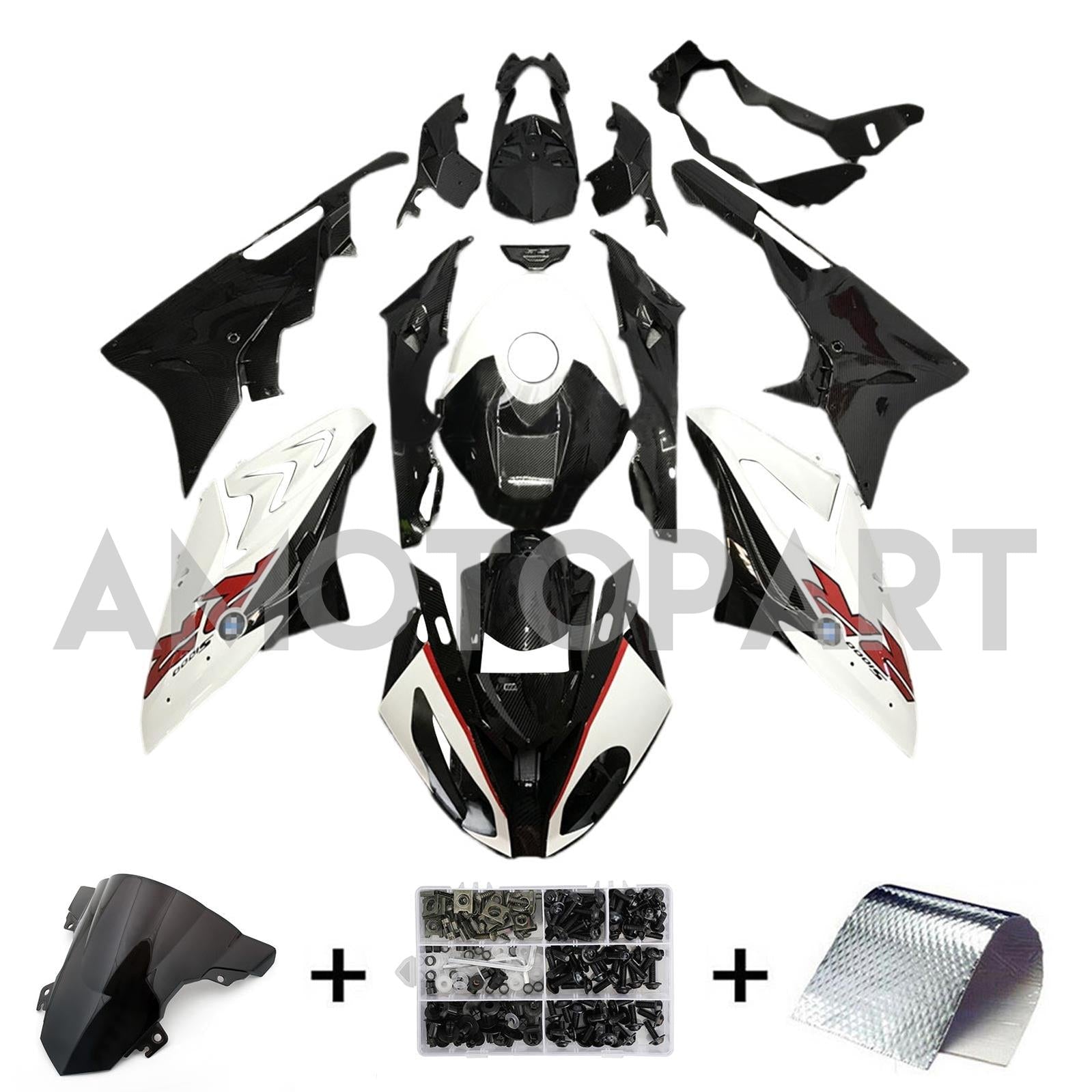 Amotopart BMW S1000RR 2017-2018 Noir&Kit de carénage blanc