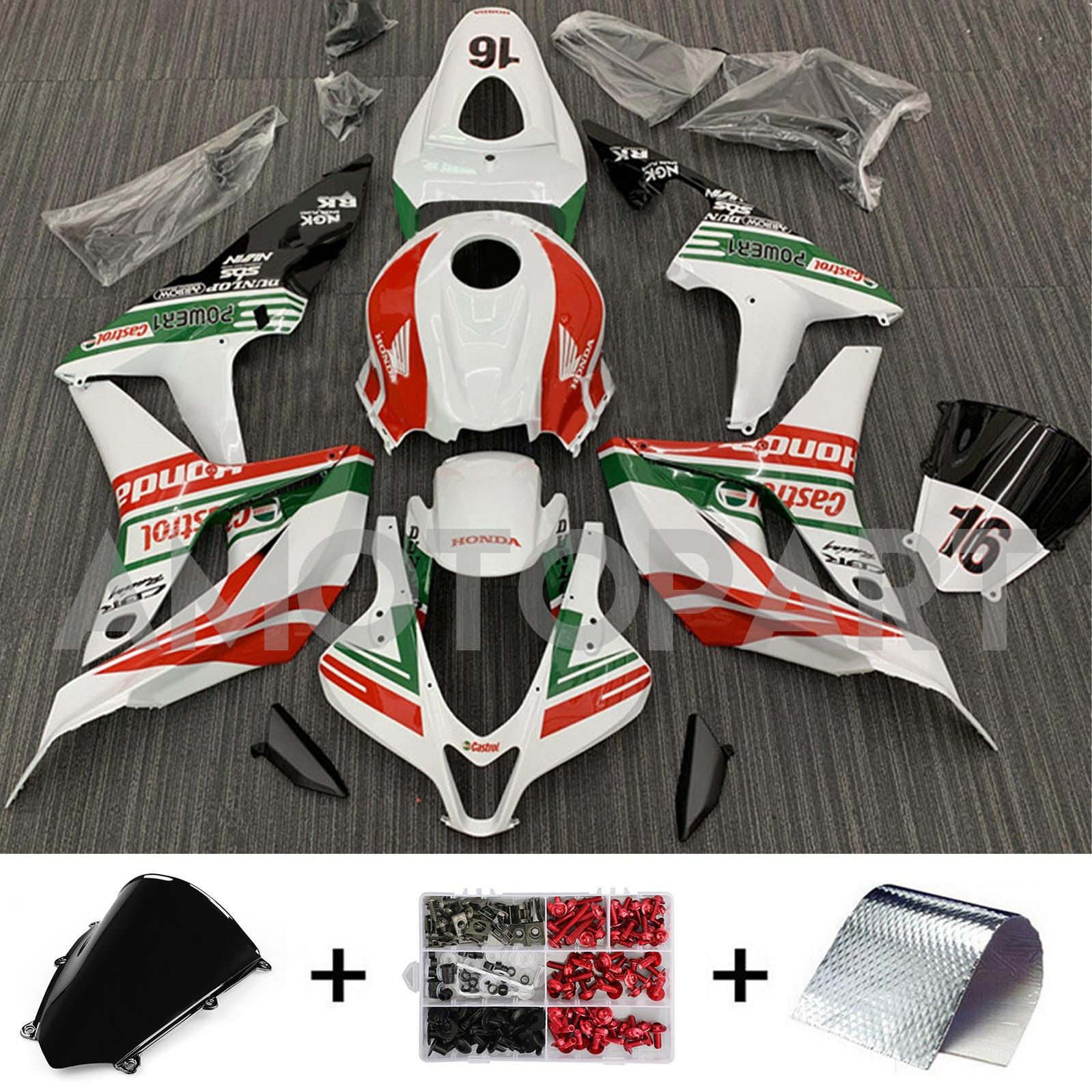 Amotopart 2007-2008 Honda CBR600RR White Red Green Fairing Kit