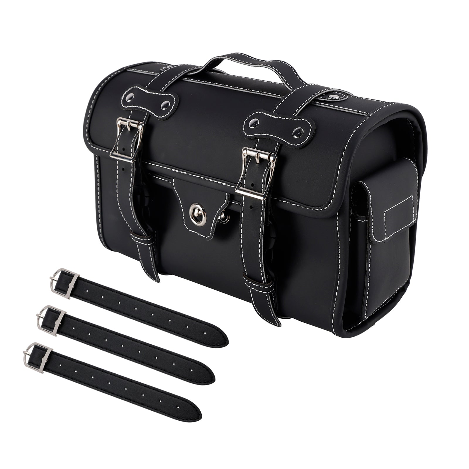 Motorbike Black Tail Bag Pu Side Saddlebag Pannier Luggage Pouch Storage