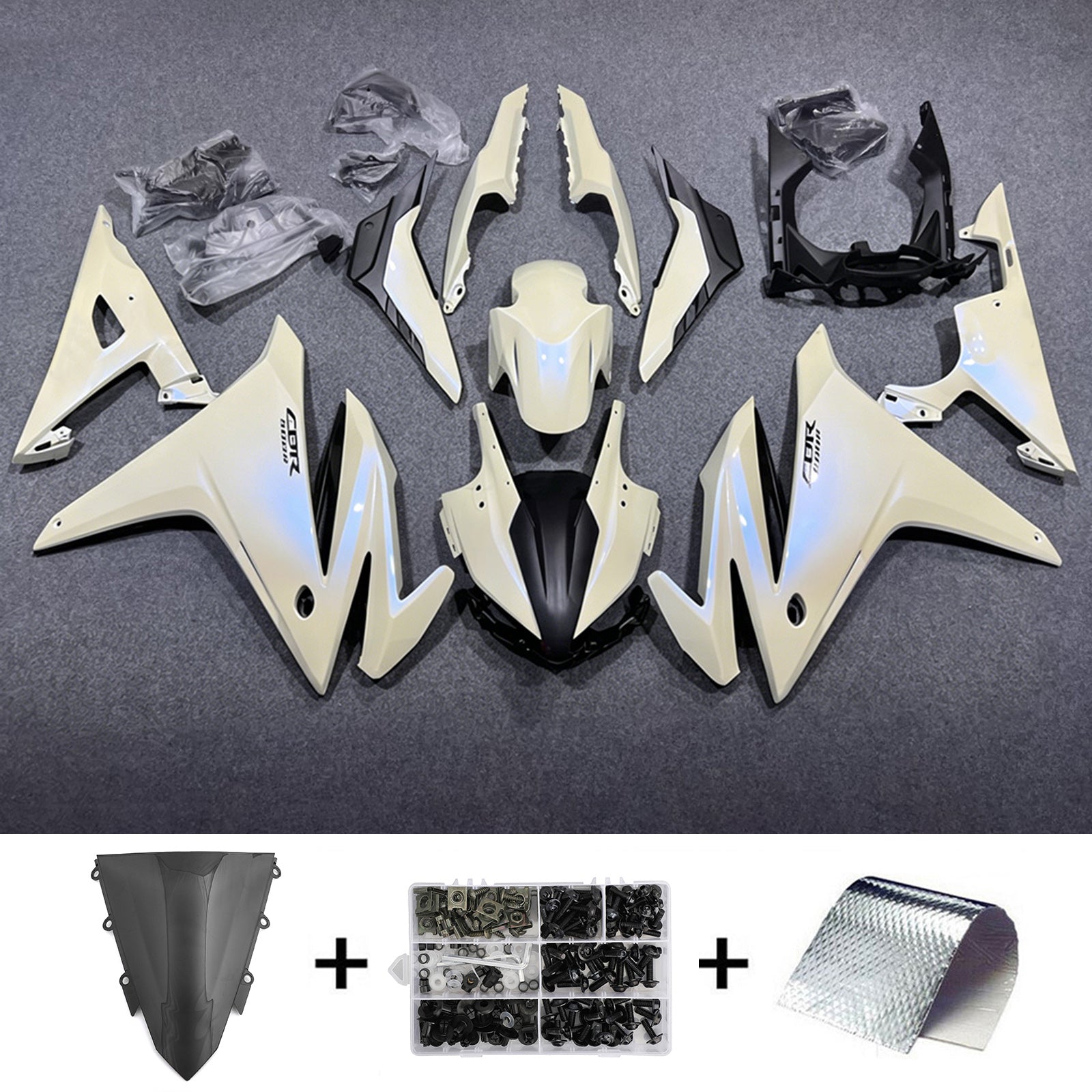 Amotopart 2016-2018 Honda CBR500R Cream White Fairing Kit
