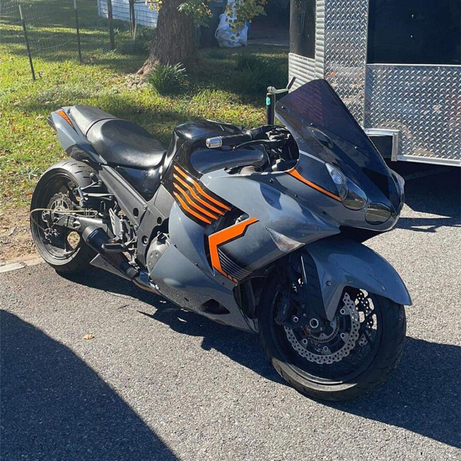 Amotopart 2006-2011 Kawasaki ZX14R ZZR1400 Black Gray & Orange Fairing