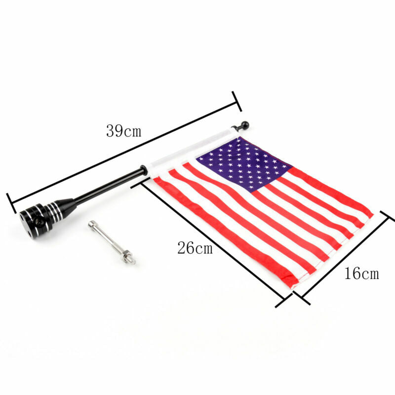 Custom Motorcycle Side Flag Mount Pole TZ AU5 Rear Flag USA Black